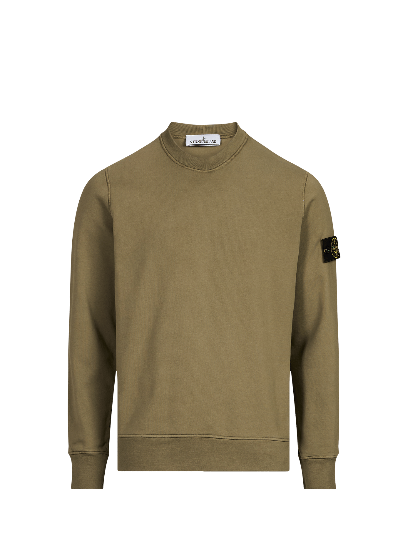 Rechte ronde hals effen sweater STONE ISLAND Kaki