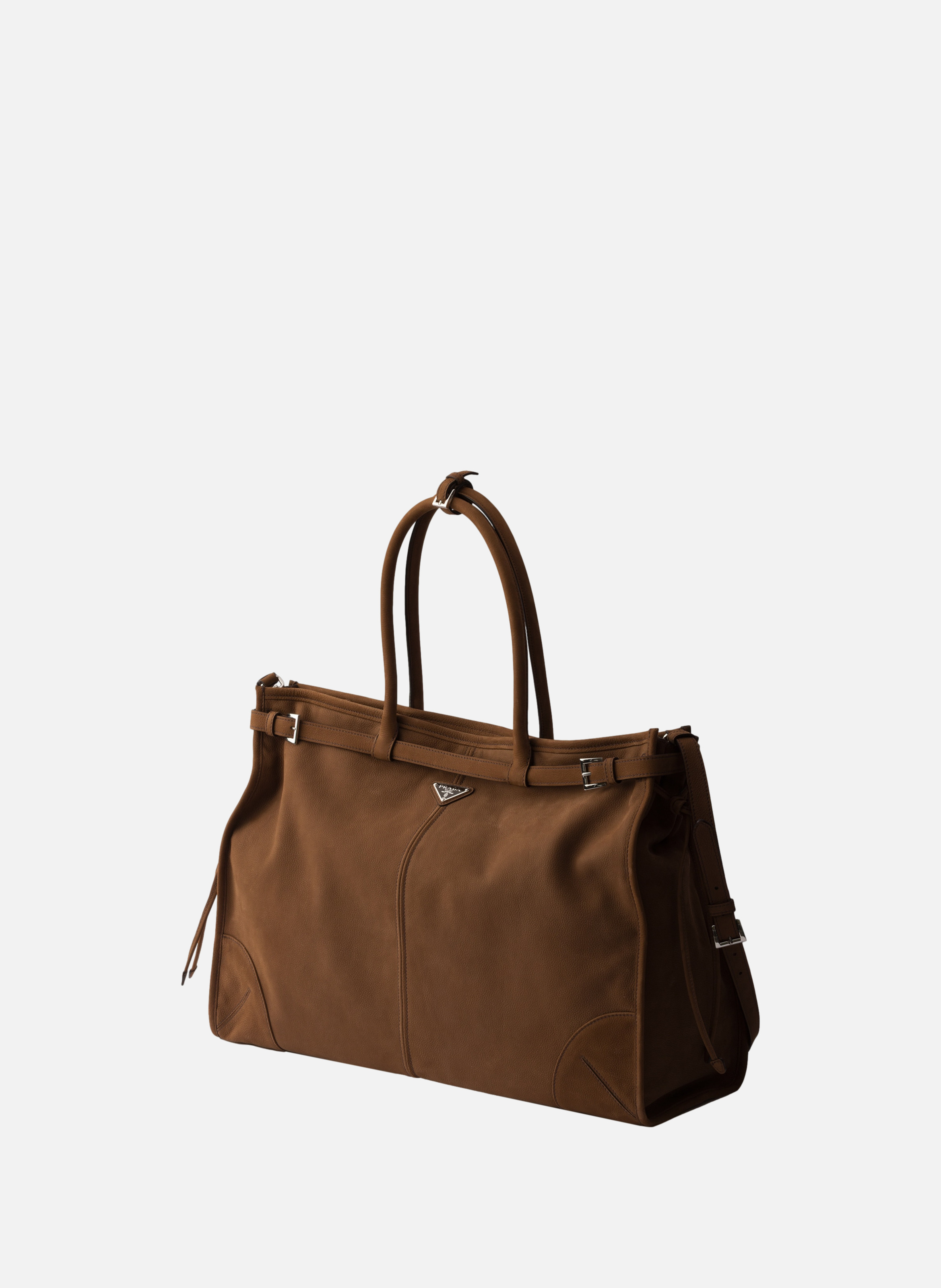 Cabas prada bonnie en cuir nubuck PRADA Marron