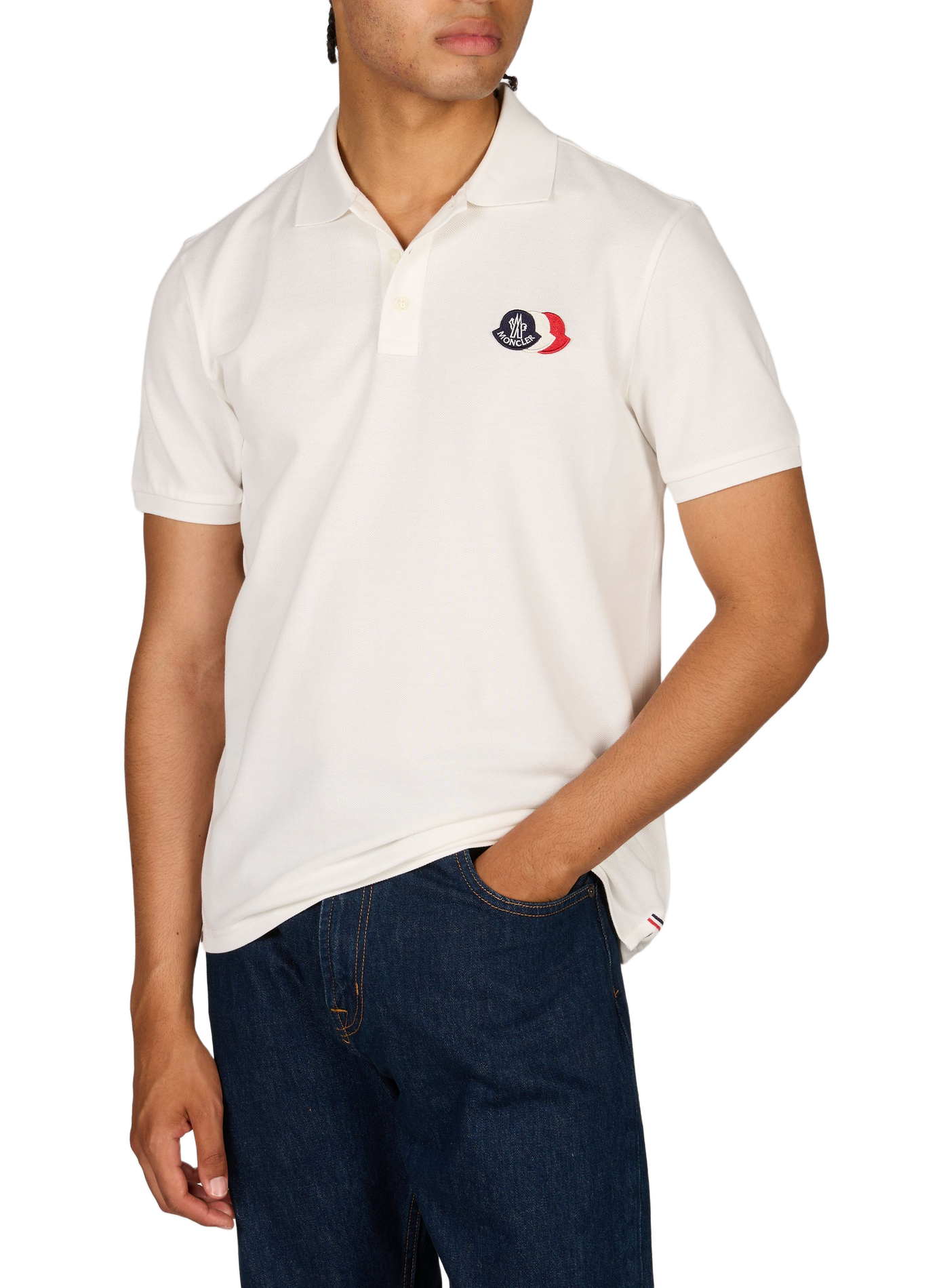 Polo met logo van piqué katoen MONCLER Wit