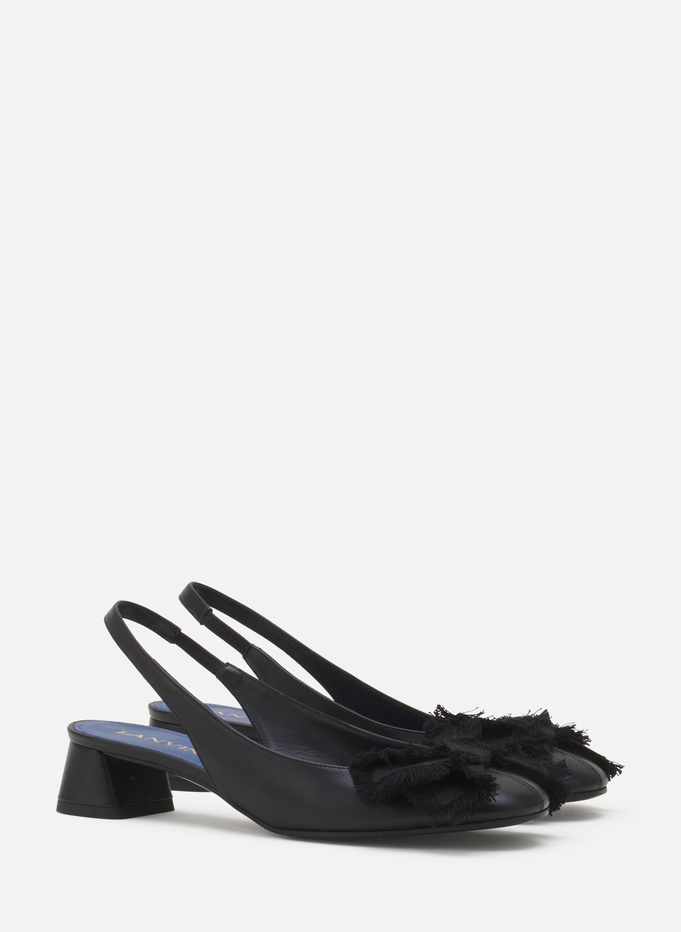 Slingback à talons ballerine en cuir LANVIN Noir