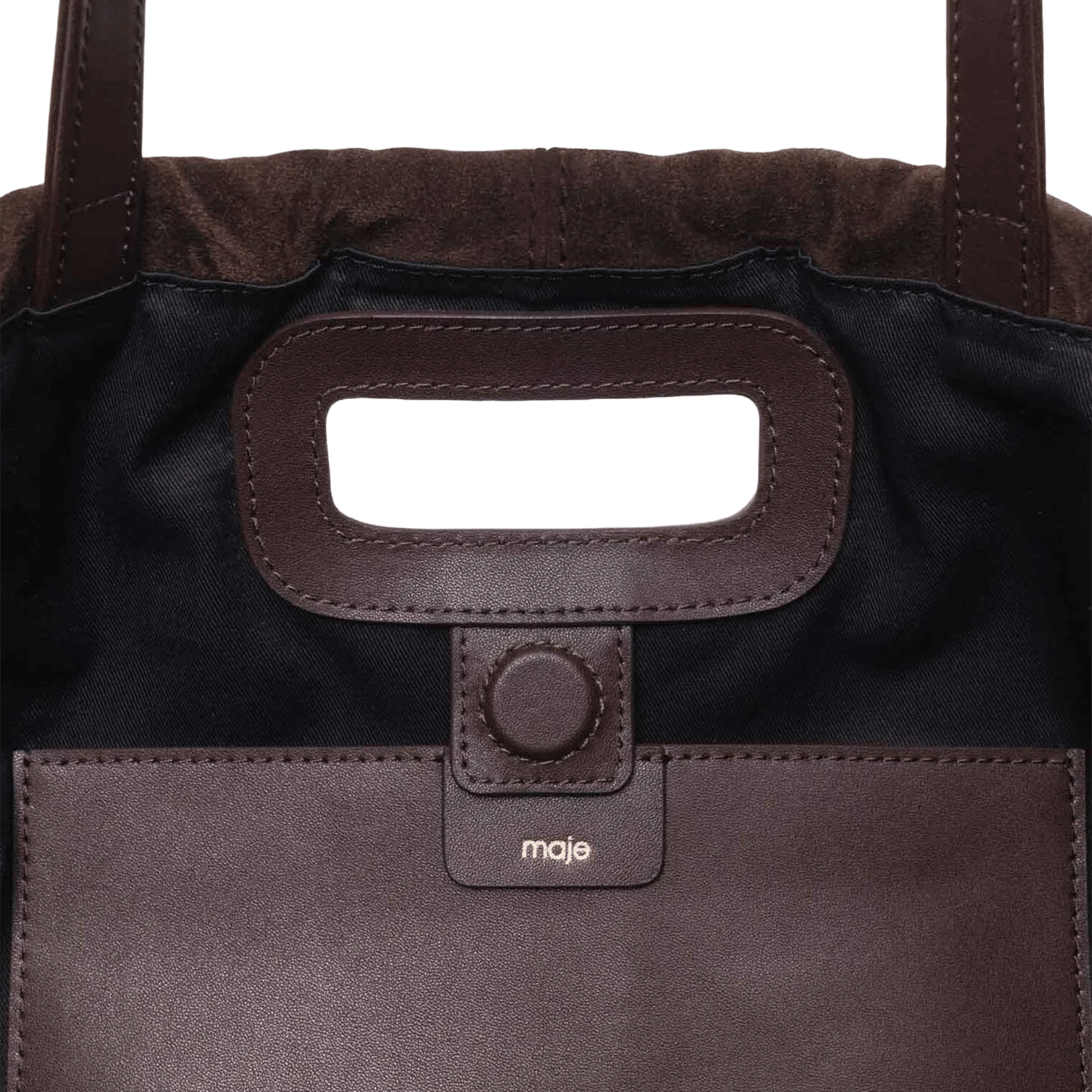 Sac porté épaule en cuir MAJE Marron