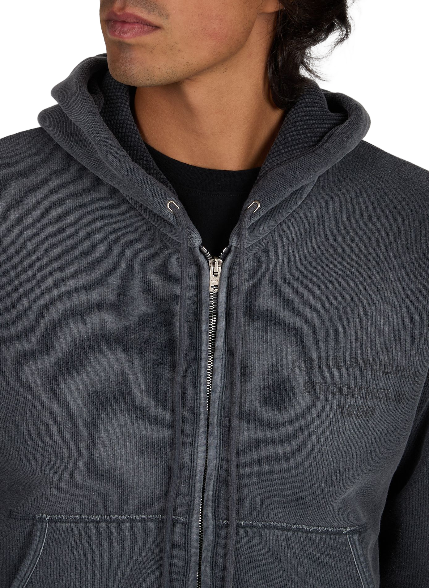 Sweatshirt droit zippé en coton ACNE STUDIOS Noir