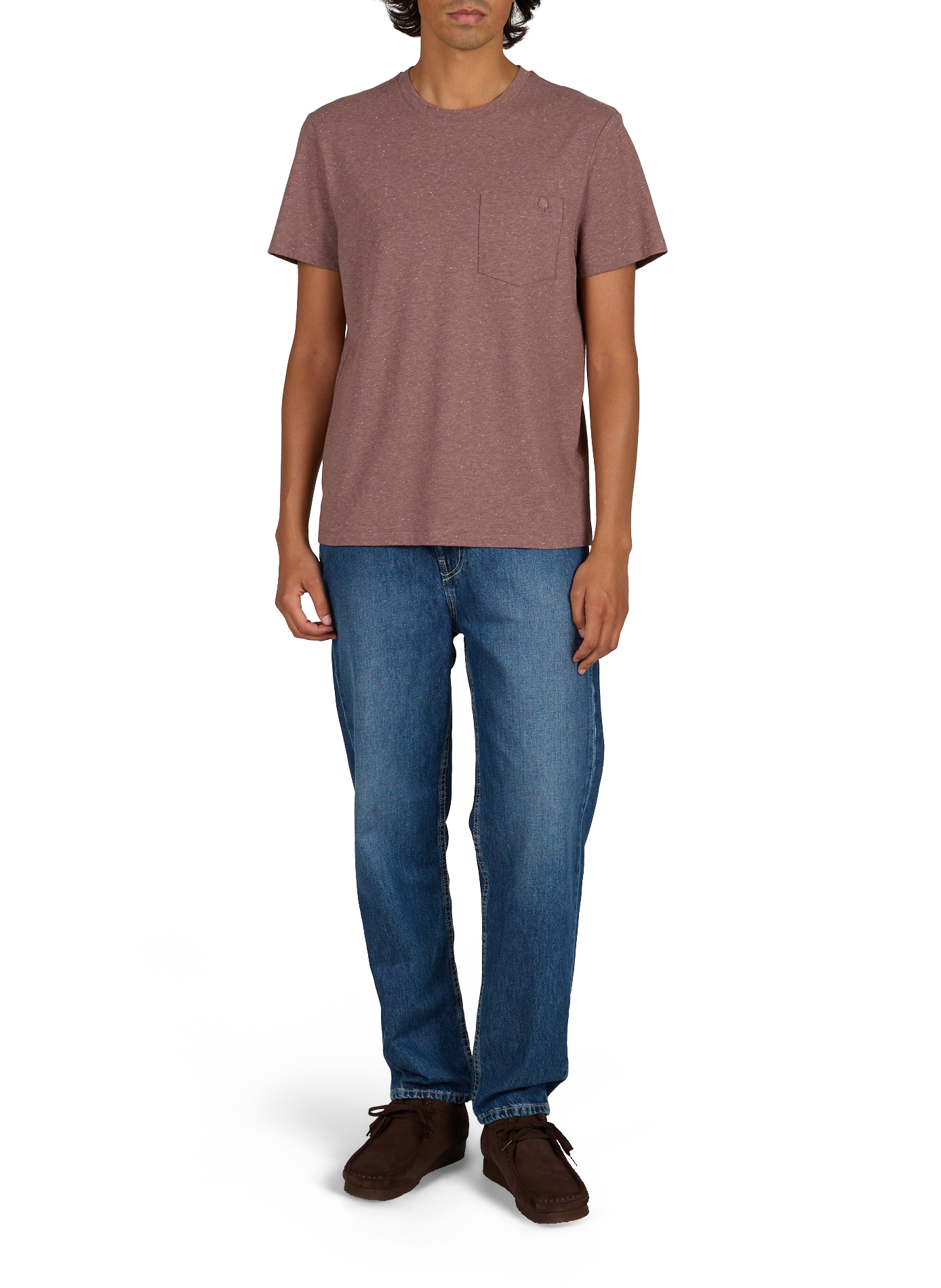 Straight fit round neck speckled t-shirt FAGUO Red