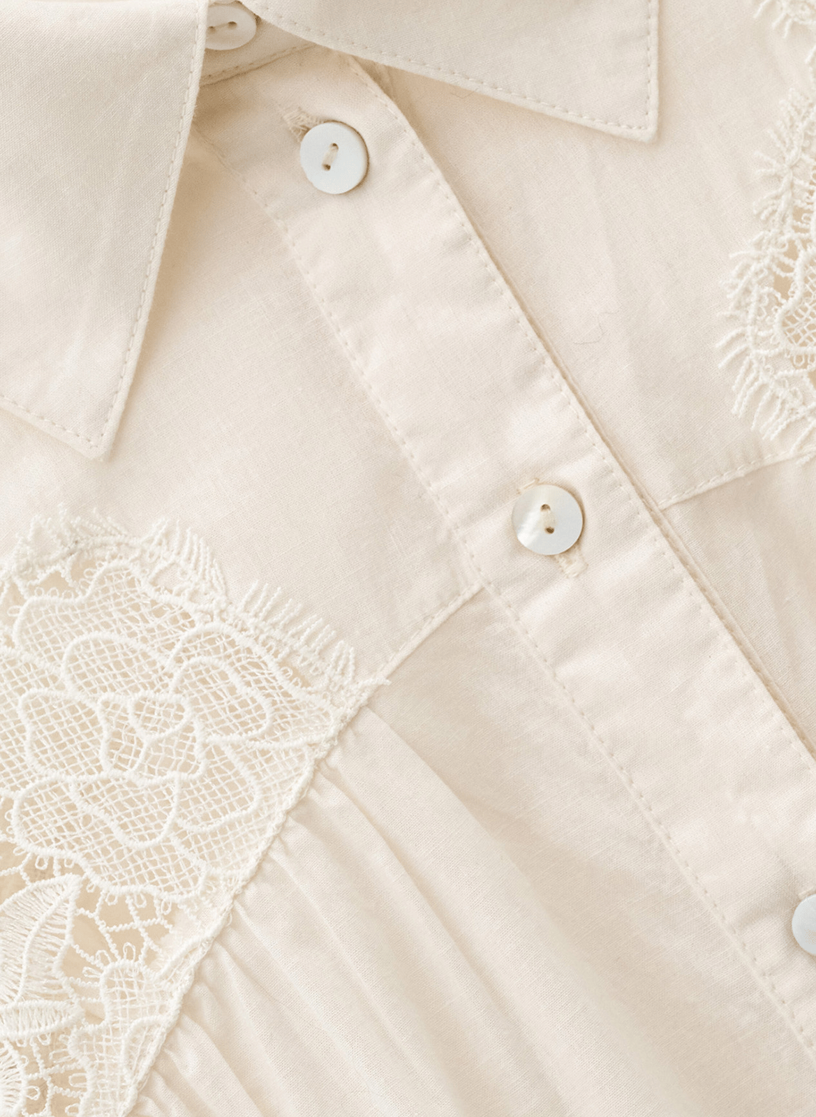 Chemise droite col classique à dentelle en coton roseanne BA&SH Beige
