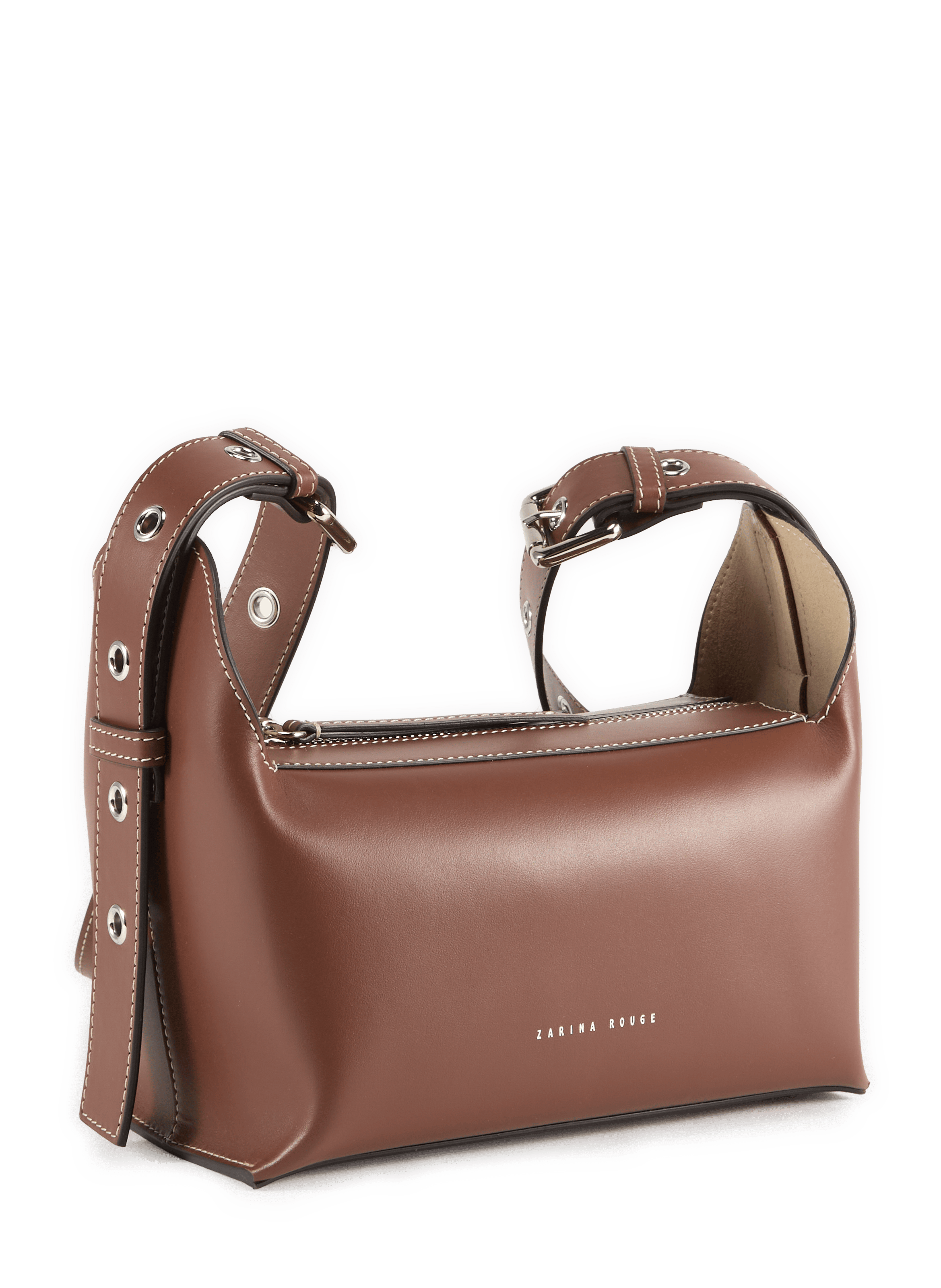 Charlie cow leather handbag ZARINA ROUGE Brown