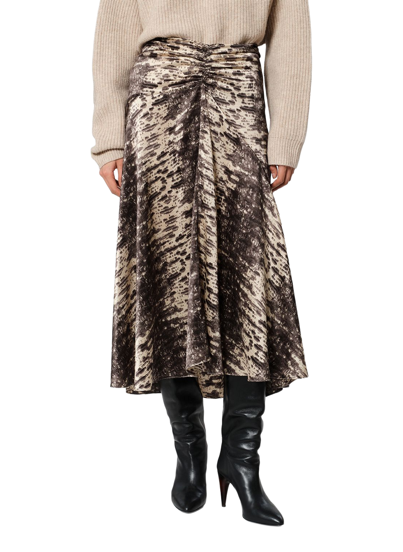 LAREN printed silk satin skirt ISABEL MARANT Beige
