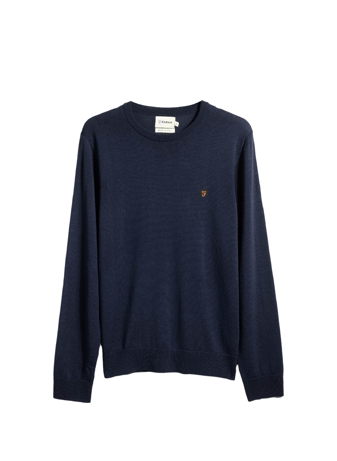 Rechte pullover van merinowol met geborduurd logo FARAH Blauw