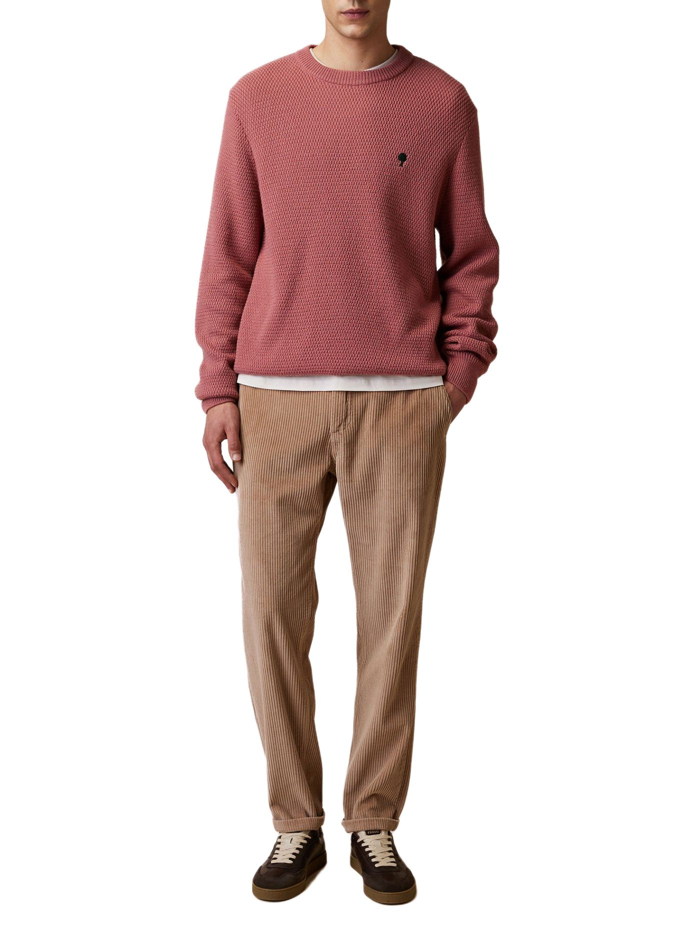 Pantalon droit en velours côtelé FAGUO Beige