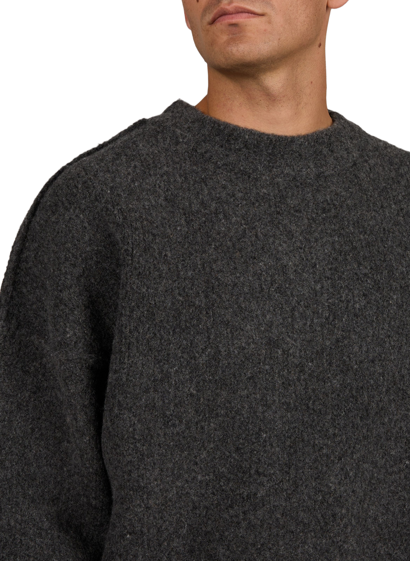 Oversized round neck sweater in blended wool SEVENTH Grey