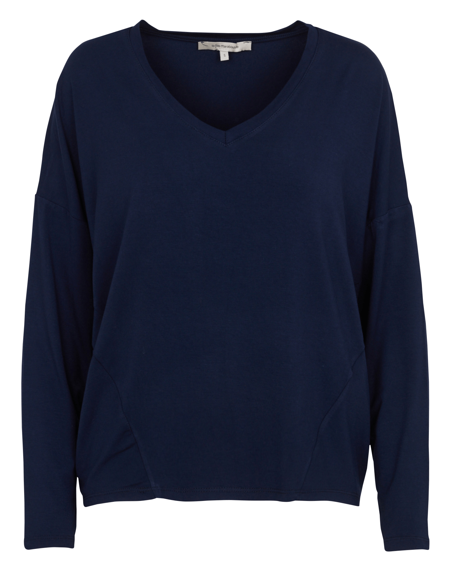 Ruimvallend effen T-shirt met V-hals LA FEE MARABOUTEE Blauw