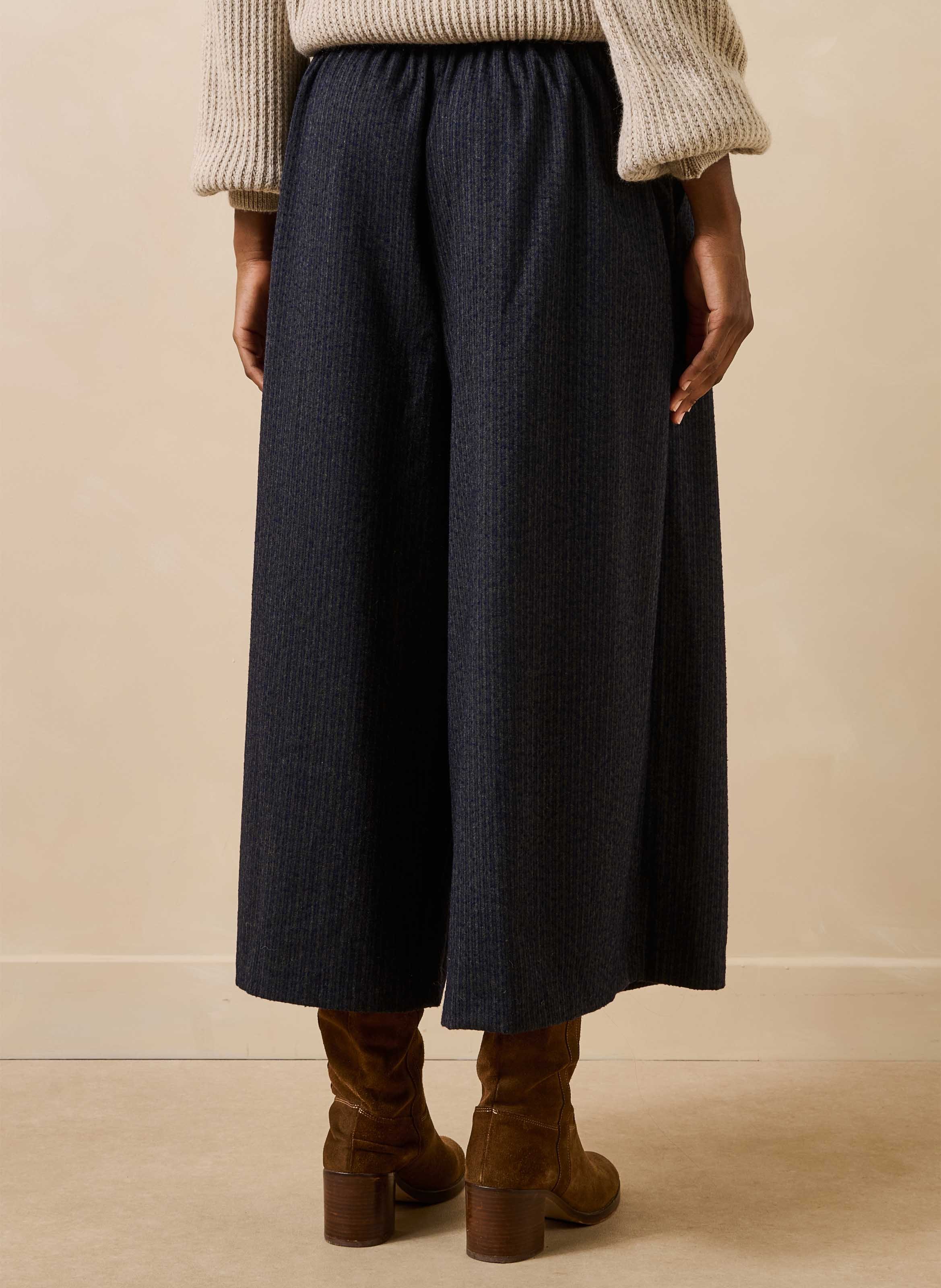 Wijde 7/8-broek met ceintuur LA FEE MARABOUTEE Grijs