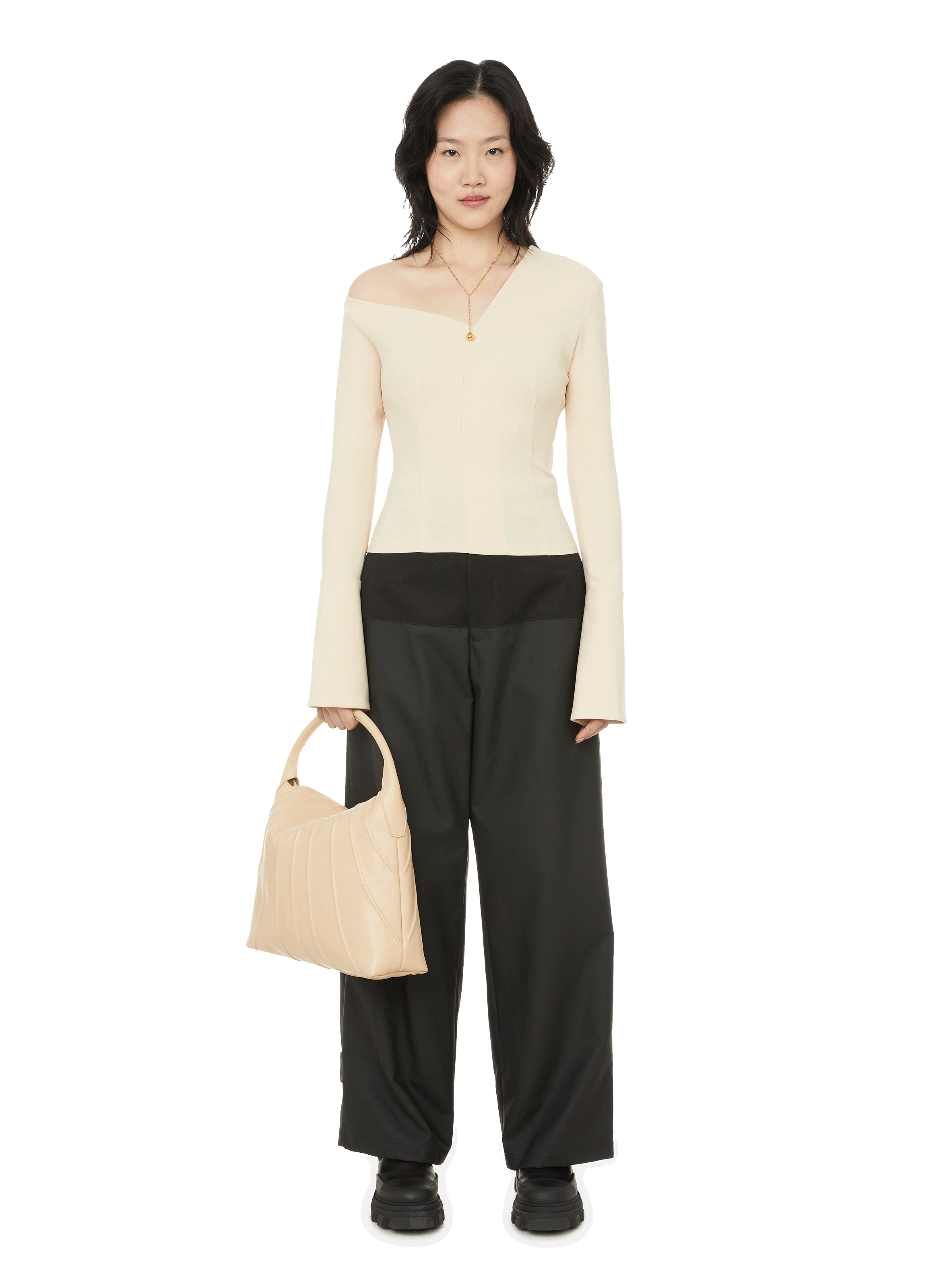 Shell leather handbag S.JOON Beige