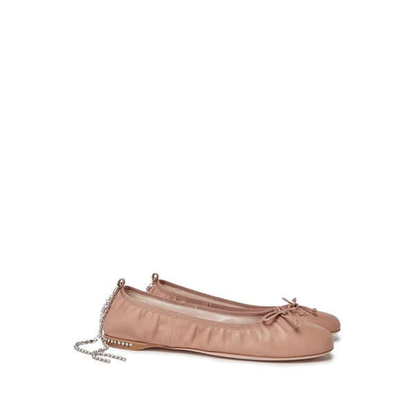 Ballerines à brides en cuir et cristaux