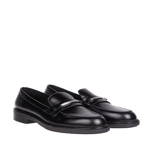 Calvin Klein Leather Loafers In Black