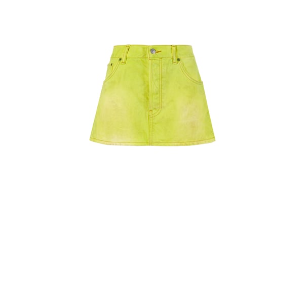 Acne Studios Denim Miniskirt In Aqp Neon Yellow