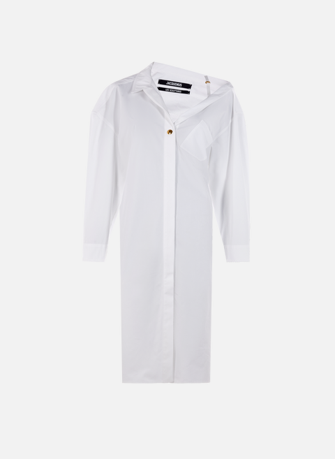 فستان قميص من القطن الأبيضjacquemus 