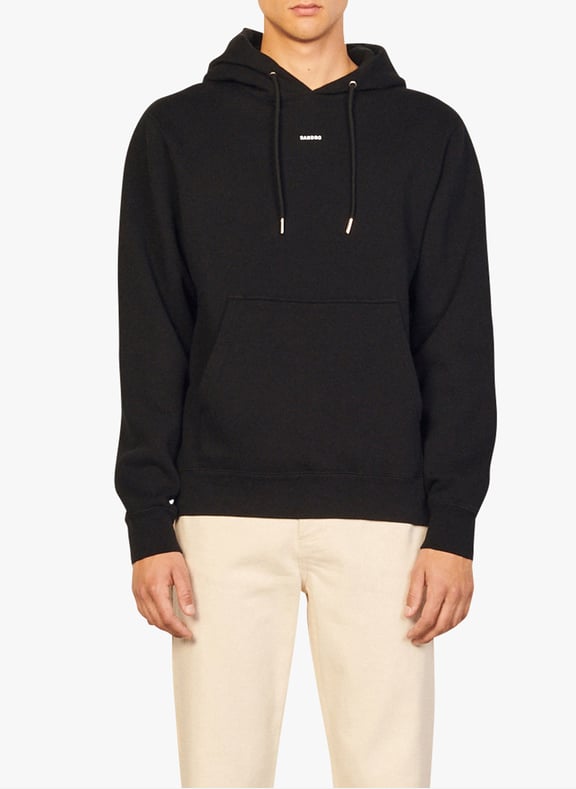 Sweat col rond regular fit à capuche en coton Noir by SANDRO SANDRO Sweat col rond regular fit à capuche en coton Noir