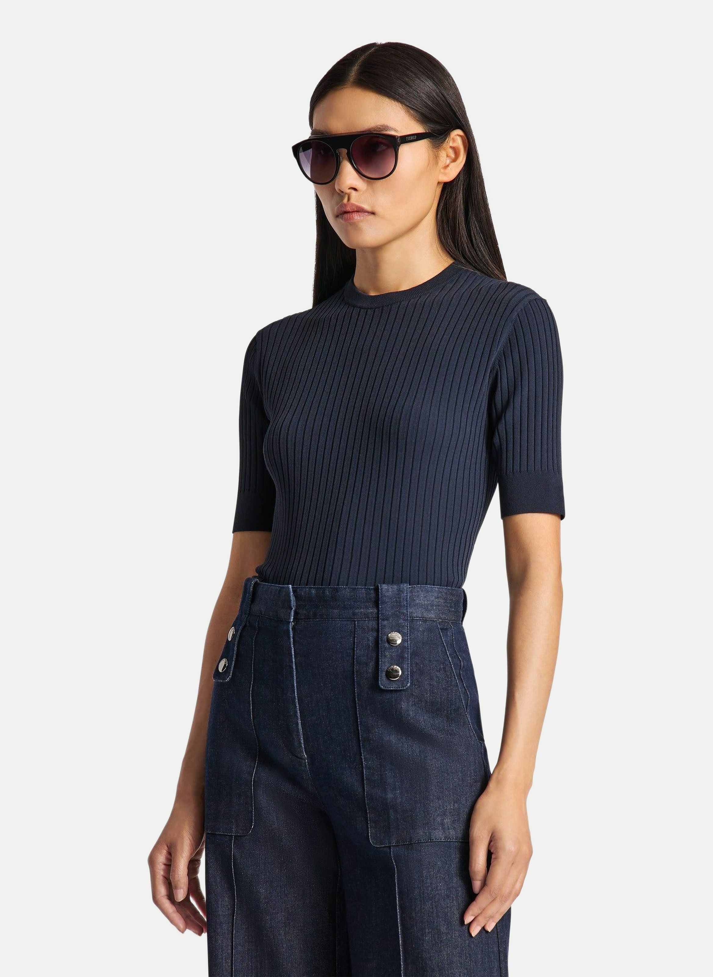 T-shirt manches courtes jadou col rond coupe ajustée FUSALP Bleu