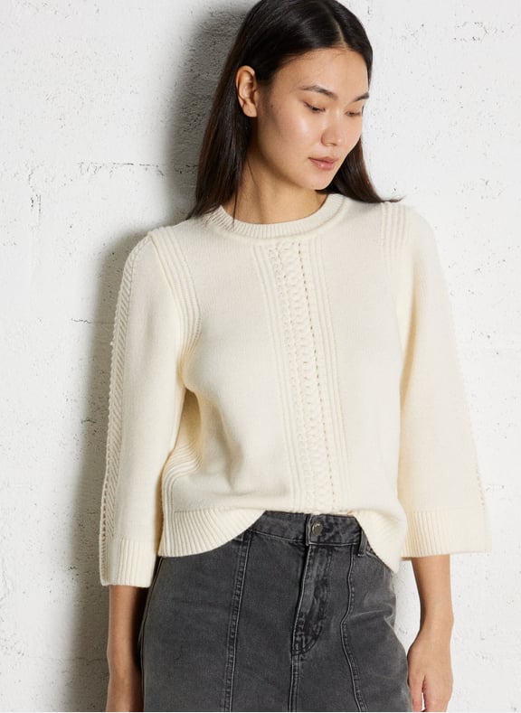 Pull broderies fantaisies en laine patty Blanc by BA&SH BA&SH Pull broderies fantaisies en laine patty Blanc