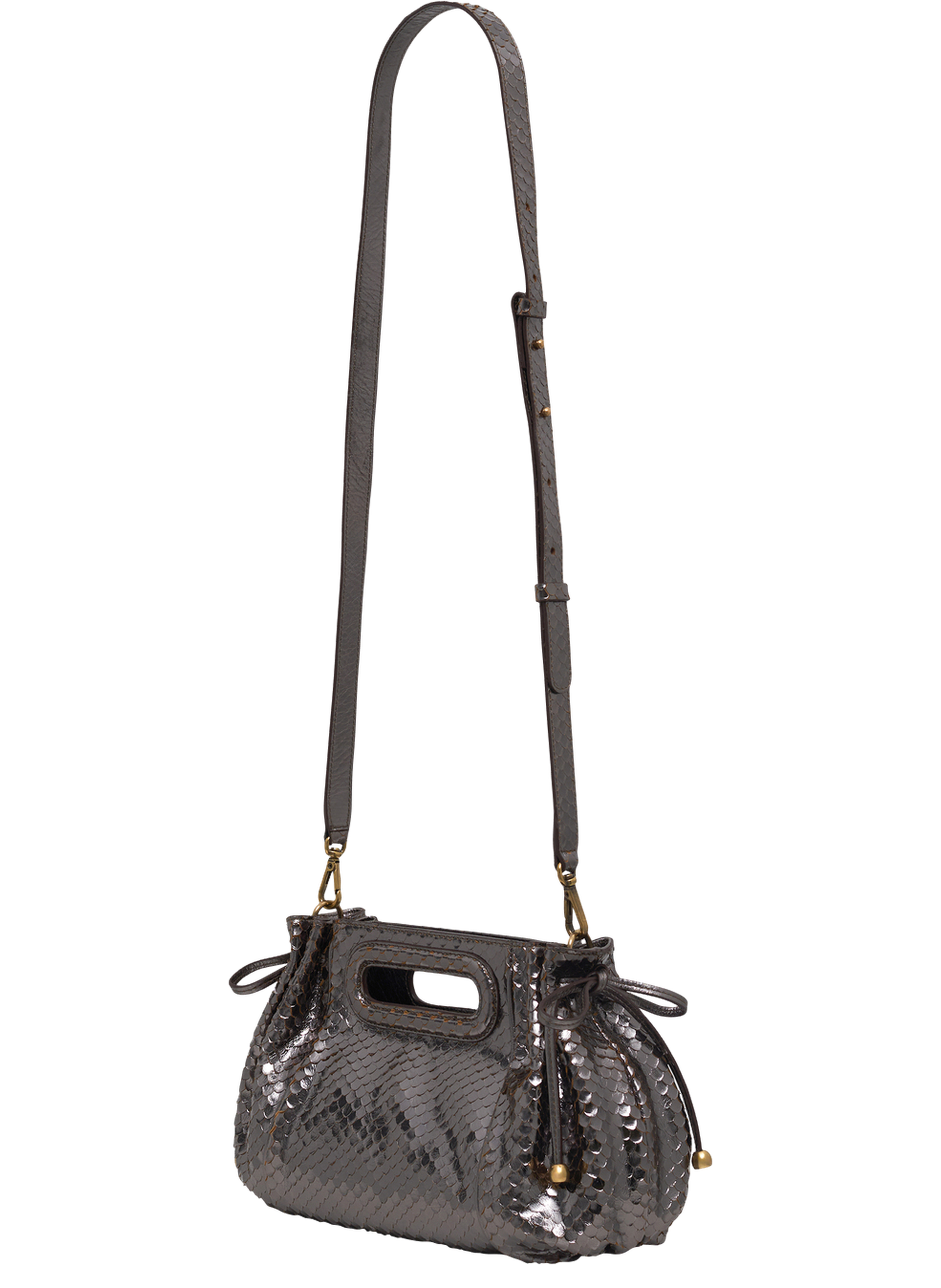Sac à main en cuir métallisé effet python - mini dany GERARD DAREL Gris