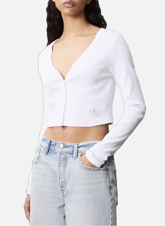 Gilet slim côtelé Blanc by CALVIN KLEIN CALVIN KLEIN Gilet slim côtelé Blanc