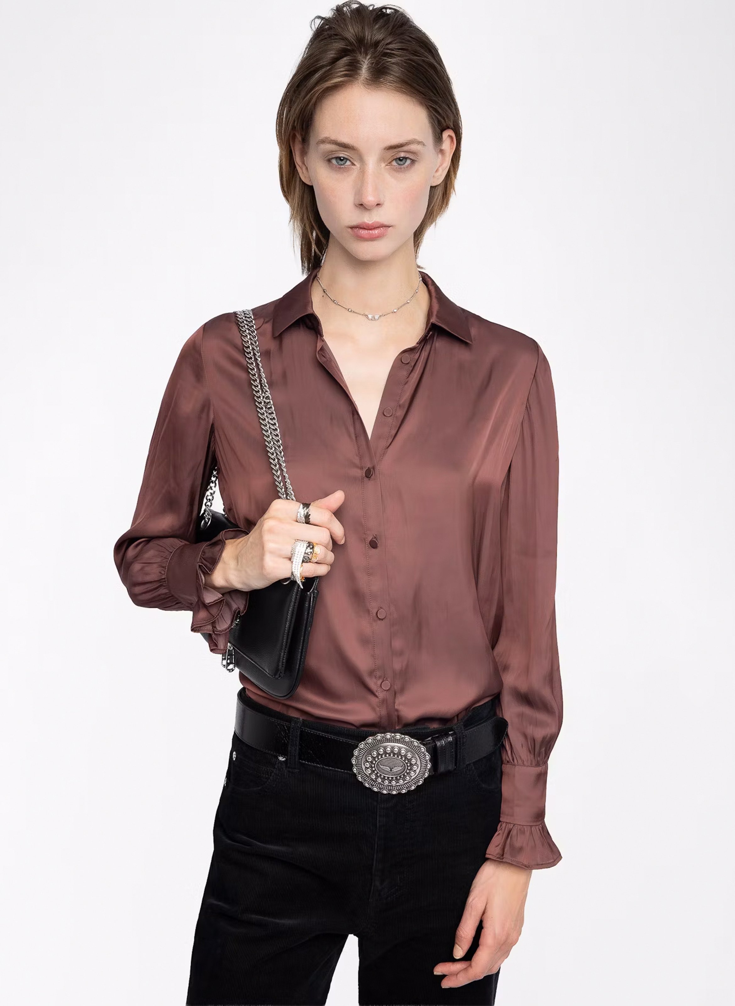 Chemise droite satinée thely ZADIG&VOLTAIRE Violet