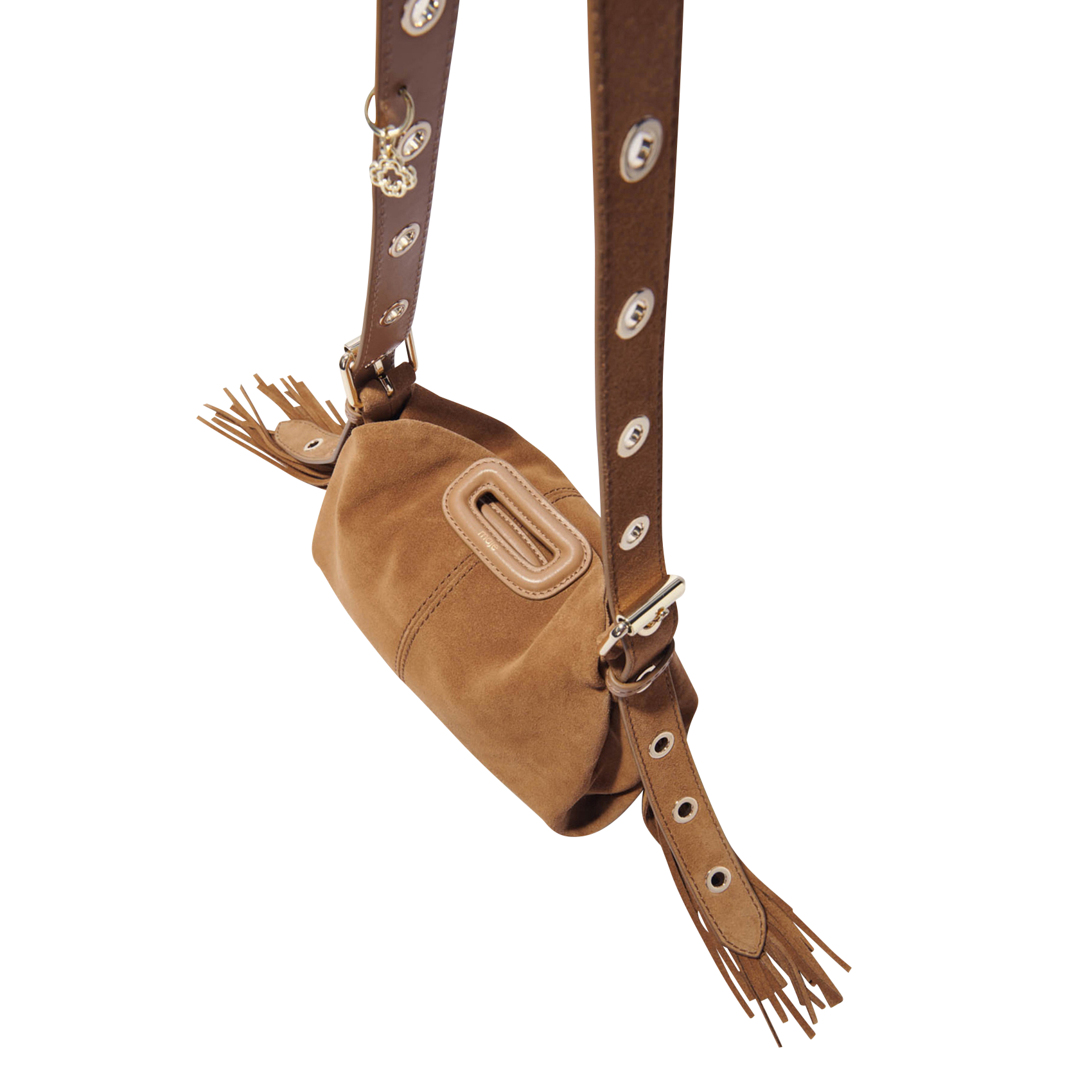 Sac bandoulière en cuir velours miss m mini MAJE Marron