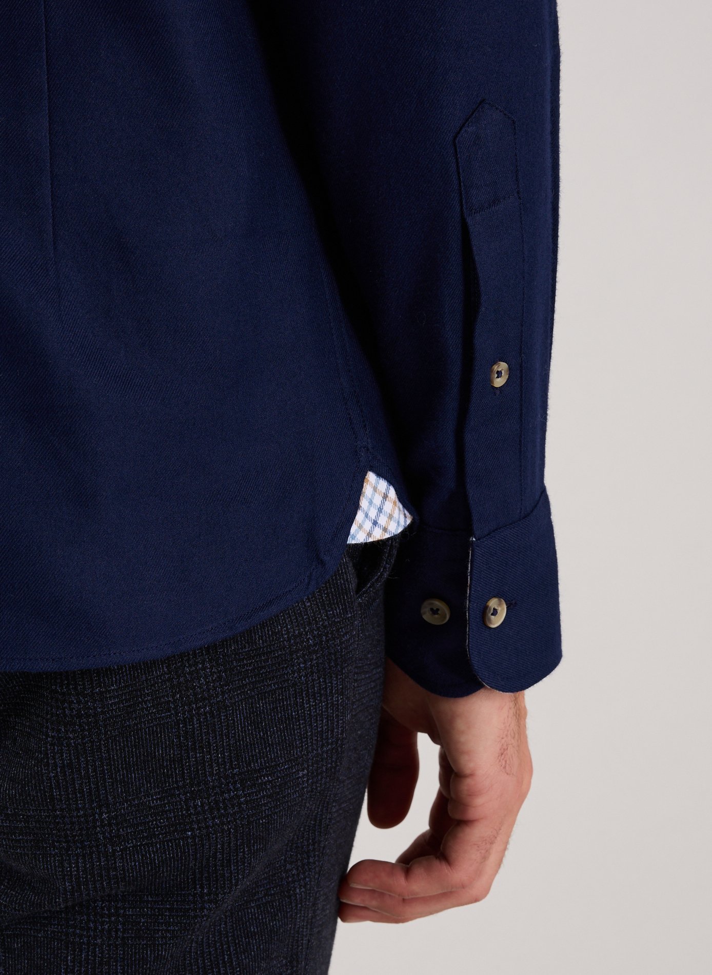 Solid cotton shirt with button-down collar HACKETT Blue