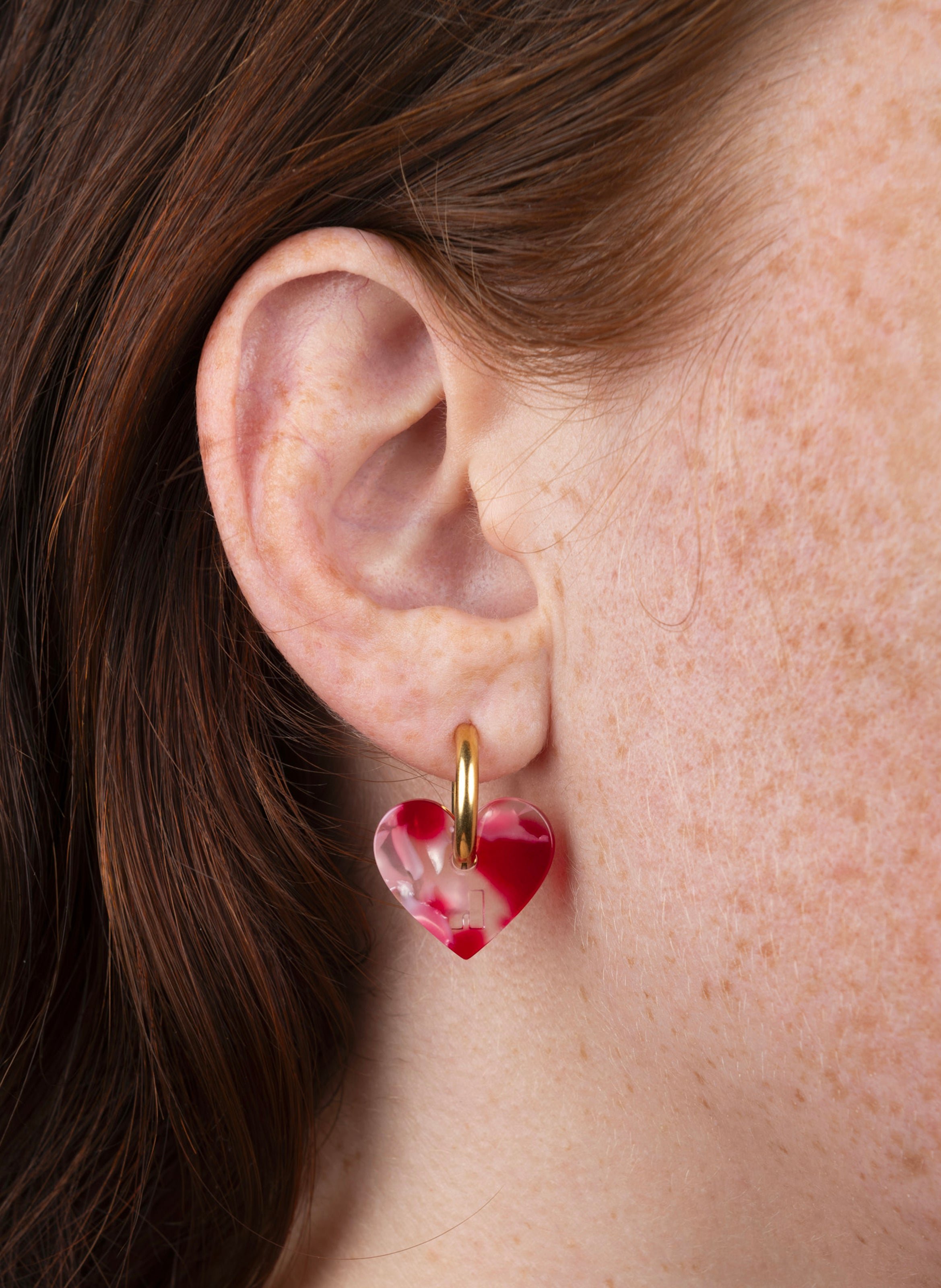 Boucles d'oreilles lova lova avec anneaux en acier inoxydable argenté KURAGE GINZA Rouge
