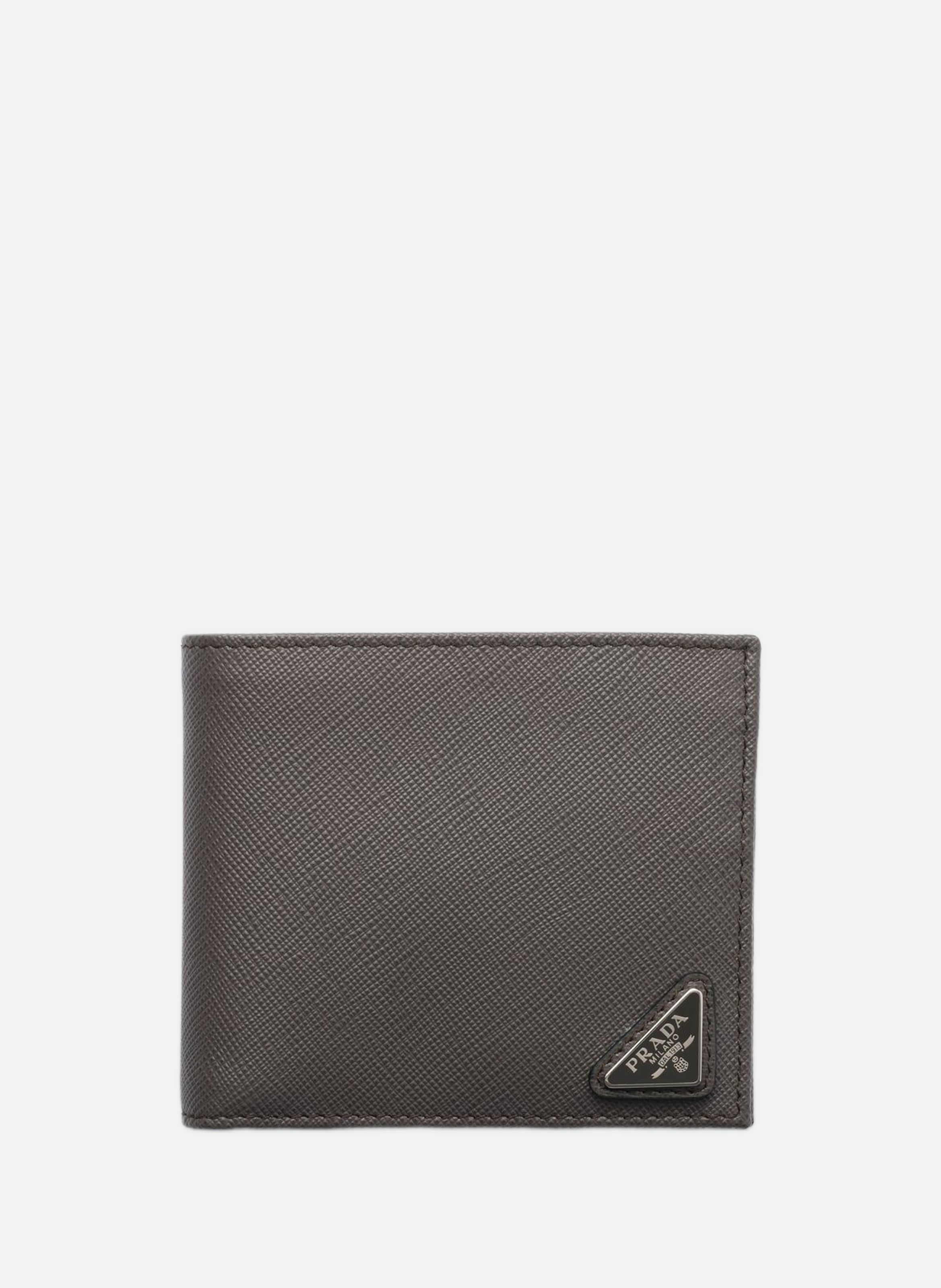 Portefeuille en cuir saffiano avec porte-monnaie PRADA Gris