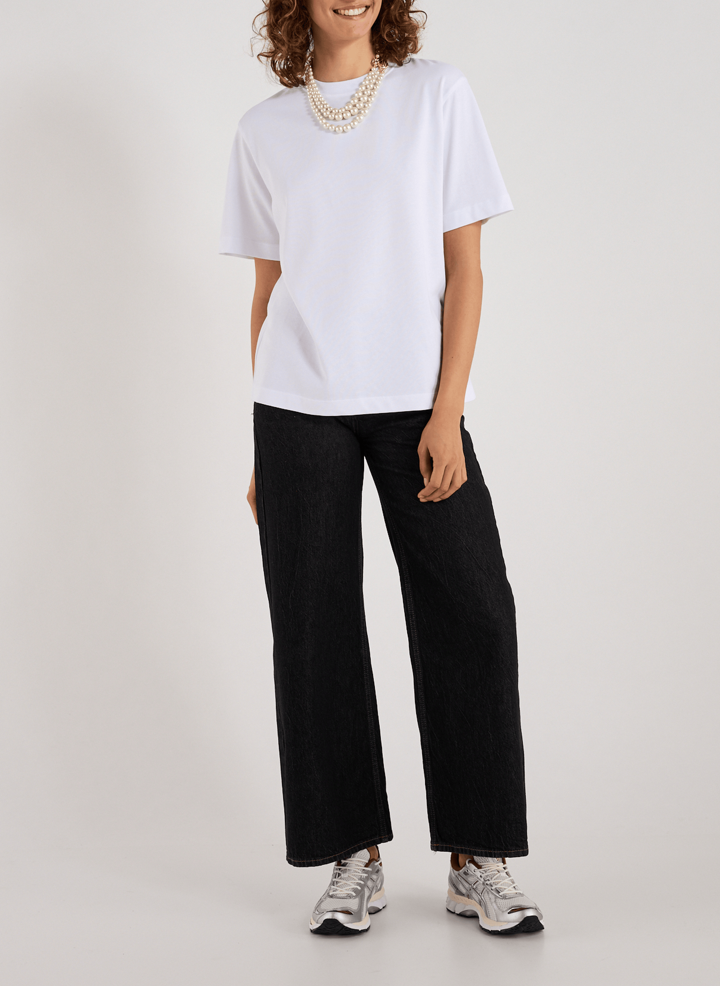 Jean wide leg en coton TOPSHOP Noir