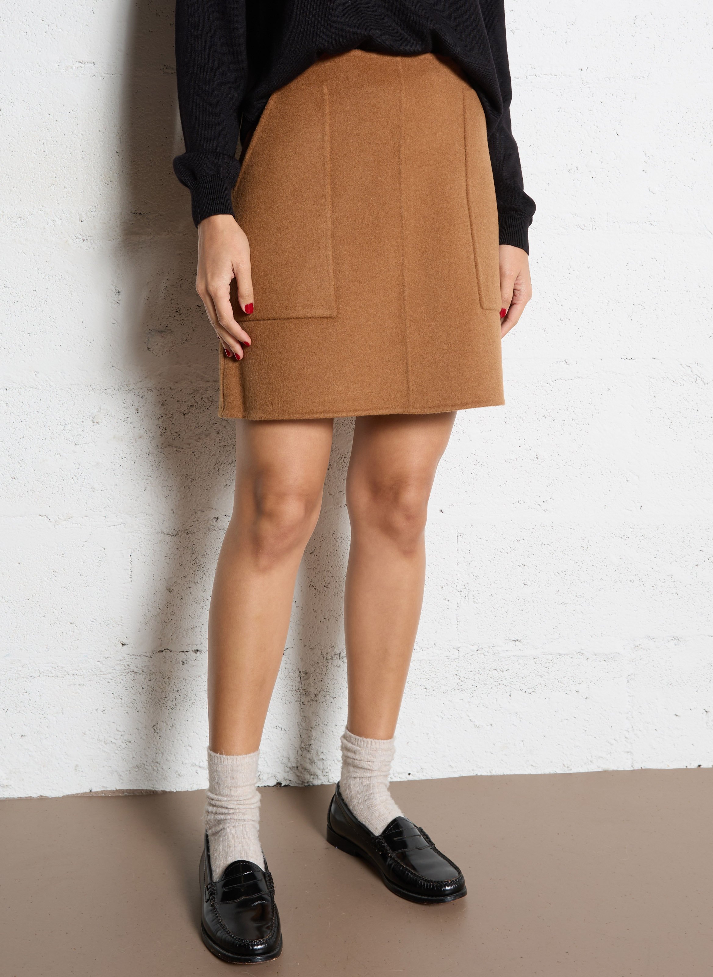 Jupe Topshop En Laine à Carreaux Noirs - Taille 8, Courte, Presque Neuve !