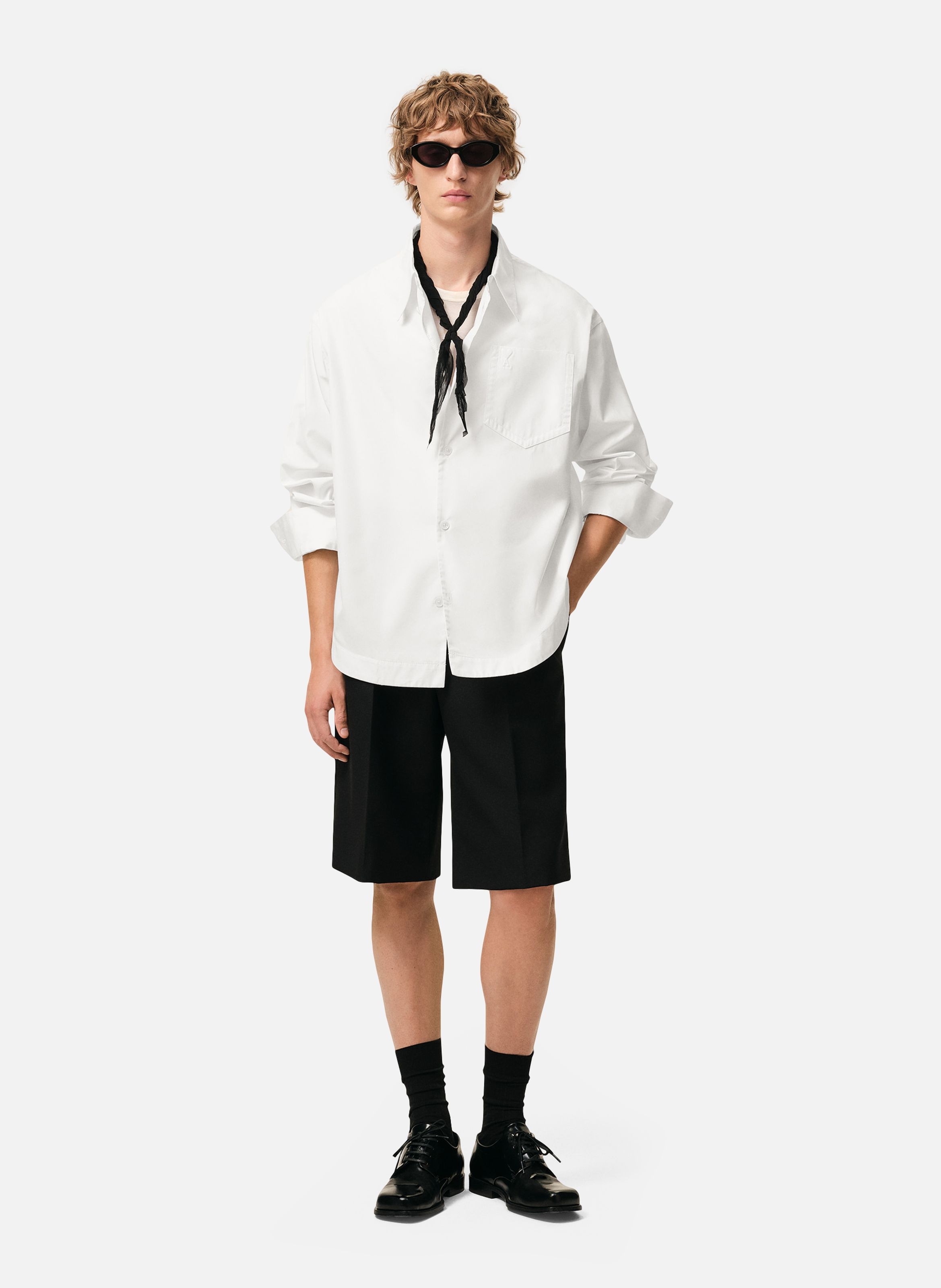 Chemise large col en pointe ami de coeur unisexe en coton AMI PARIS Blanc