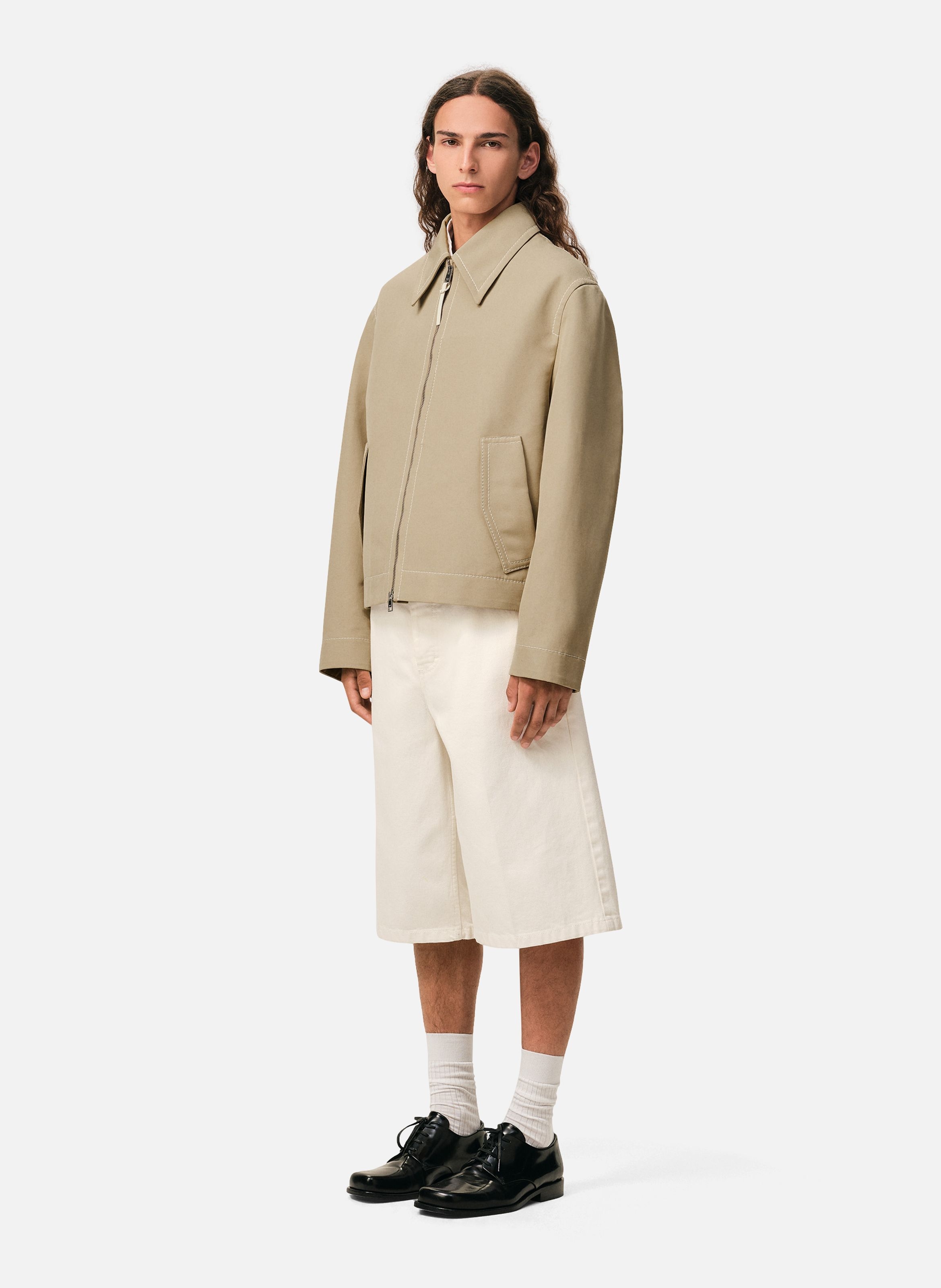 Veste zippée en coton AMI PARIS Beige