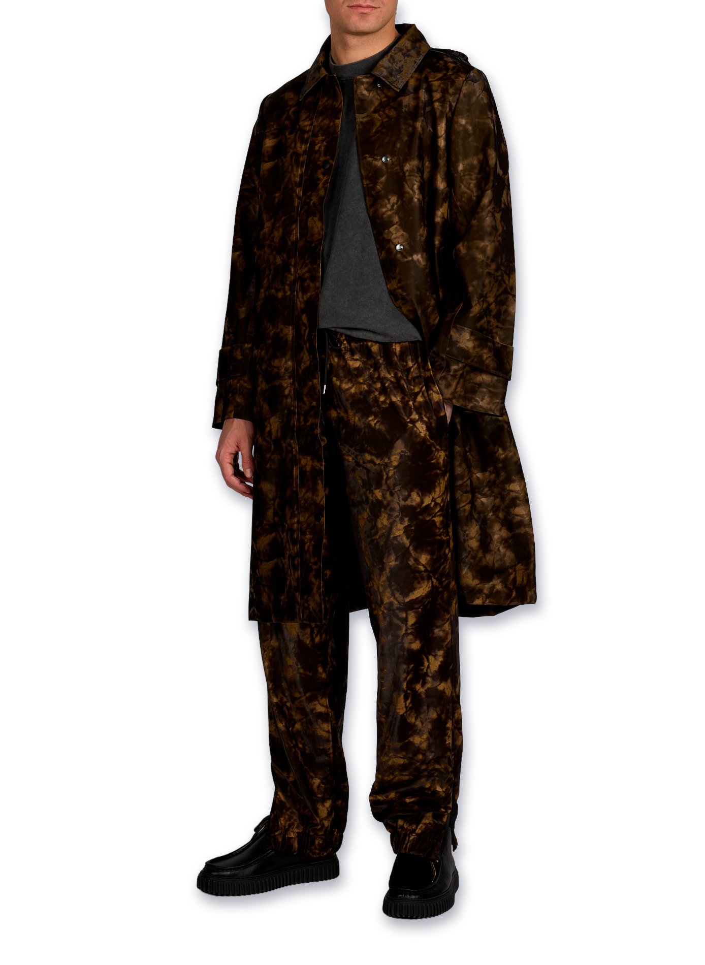 Printed straight raincoat RAINS Brown