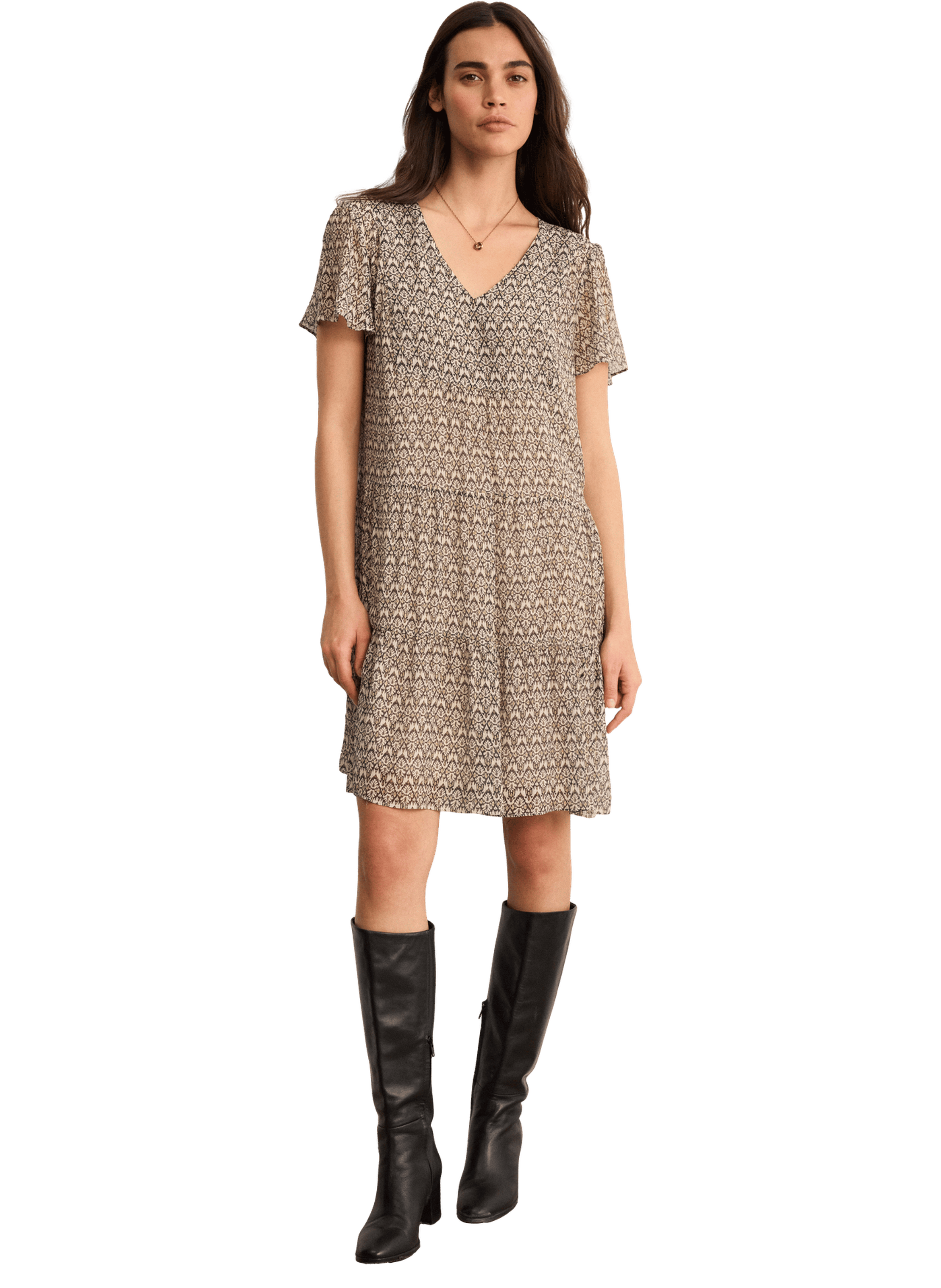 Robe courte imprimée - april PABLO Beige