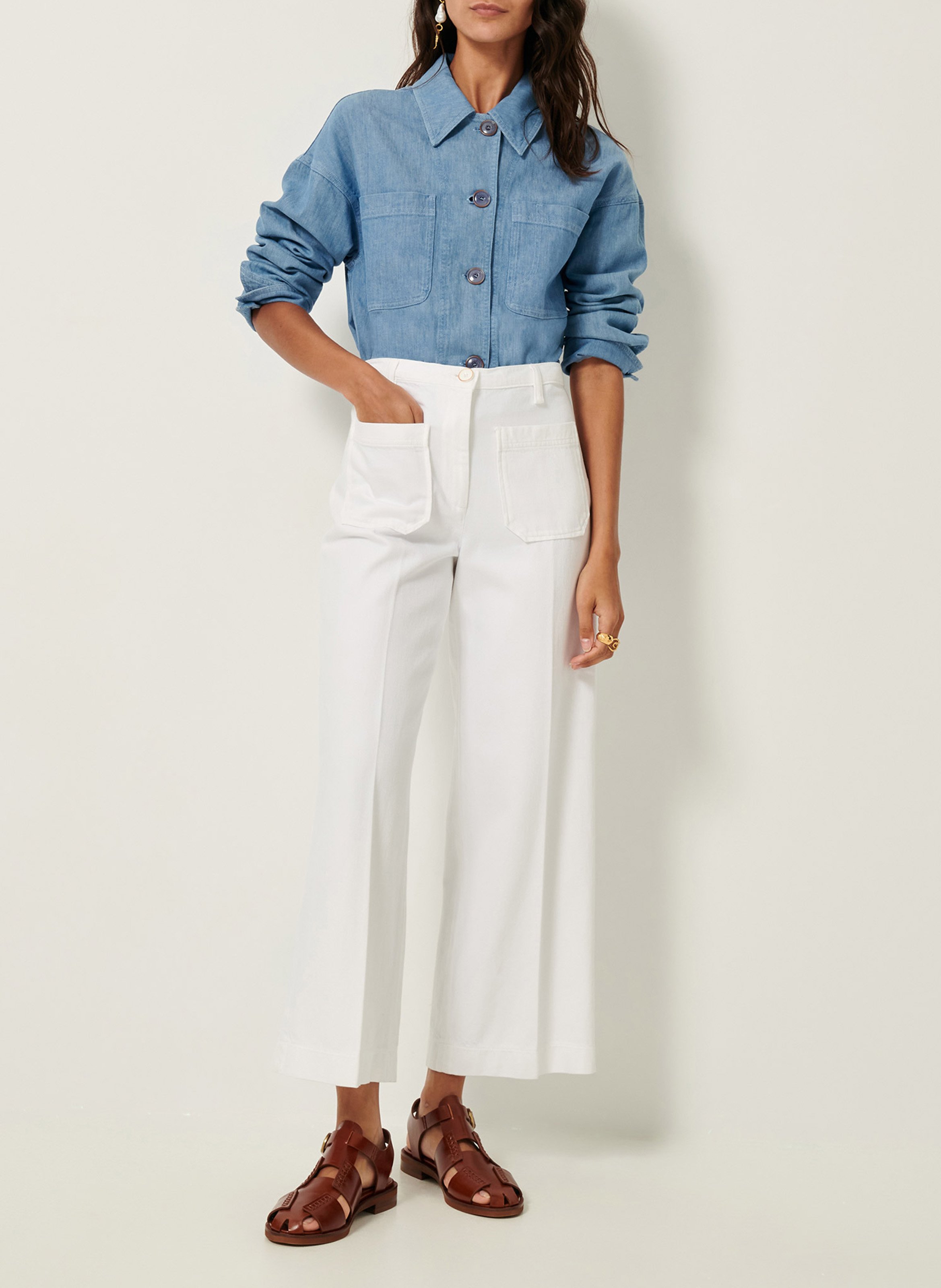 Jean droit taille haute en coton aldricks SESSUN Blanc