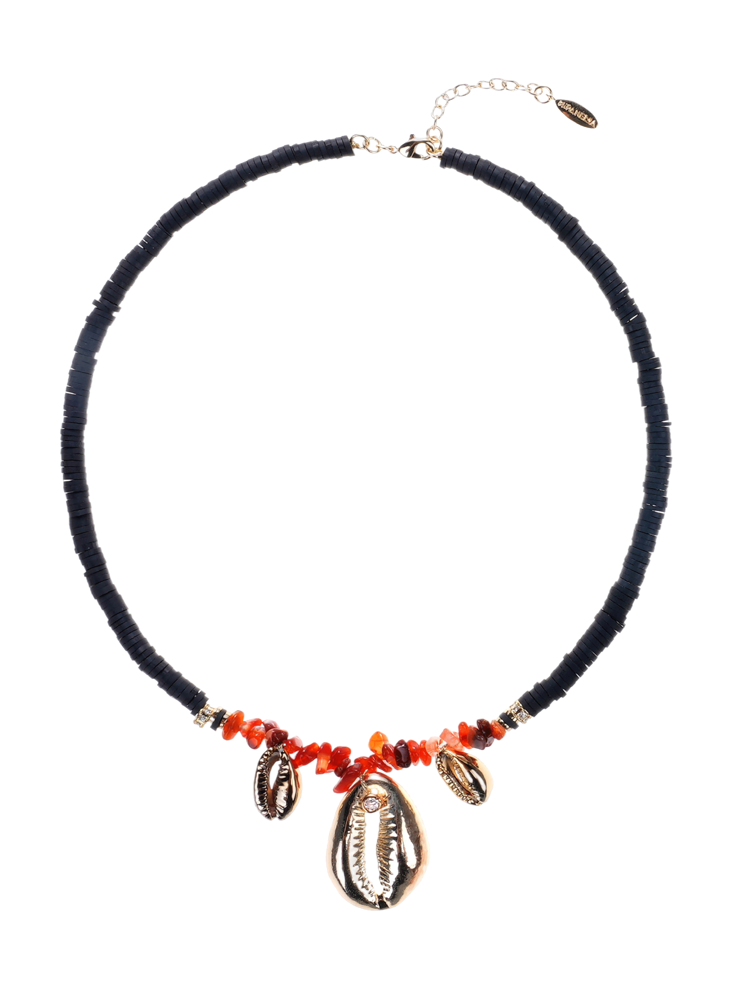Collier de perles avec cauris bronzett HIPANEMA Noir