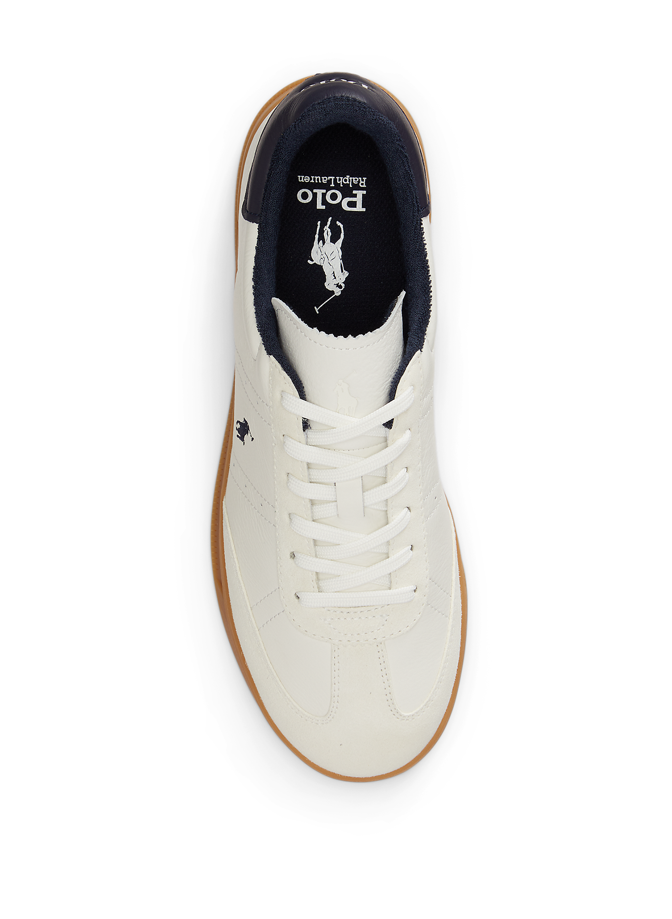 Low-top sneakers embroidered in cowhide leather POLO RALPH LAUREN White