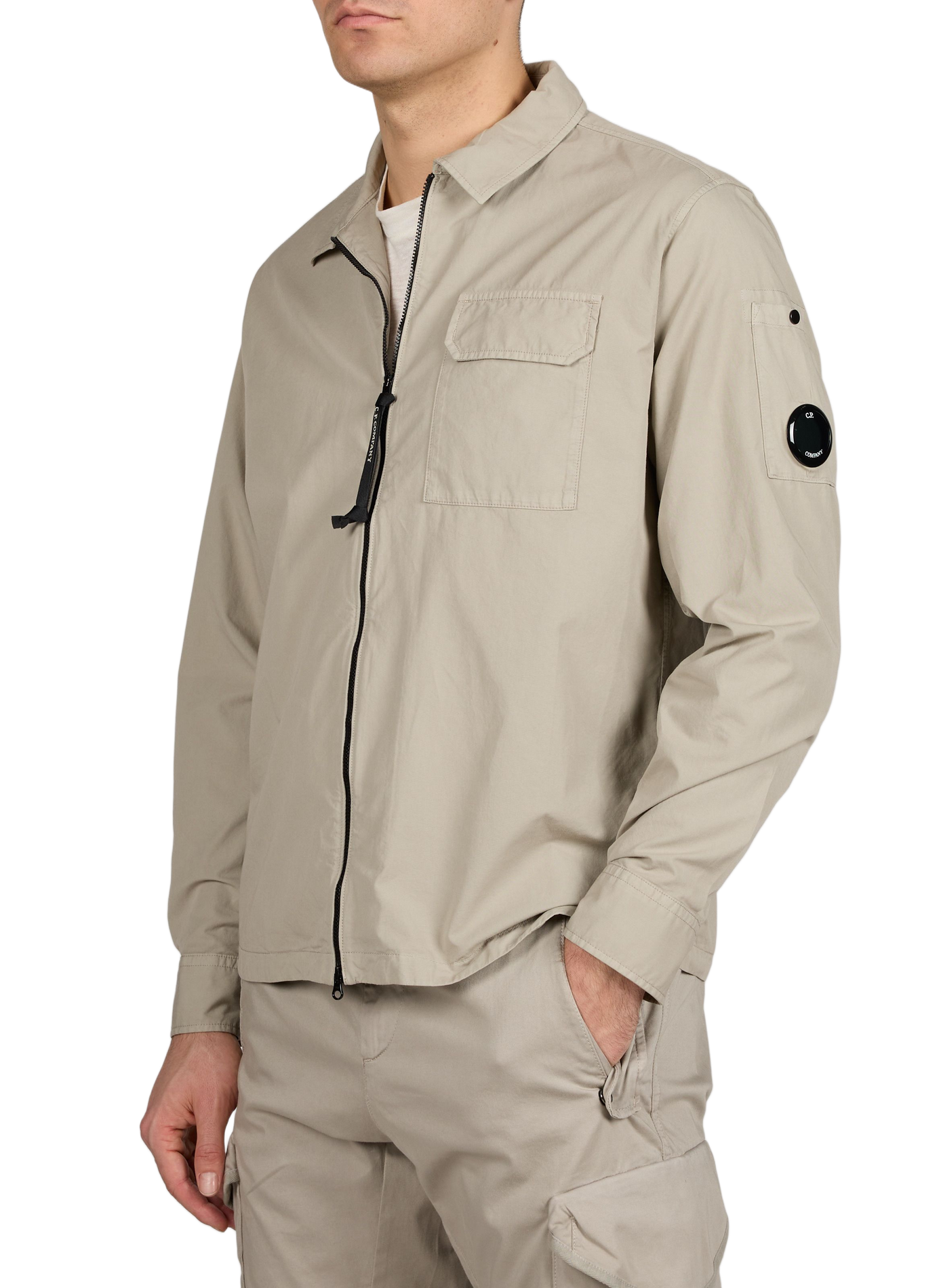 Surchemise zippée en coton CP COMPANY Beige