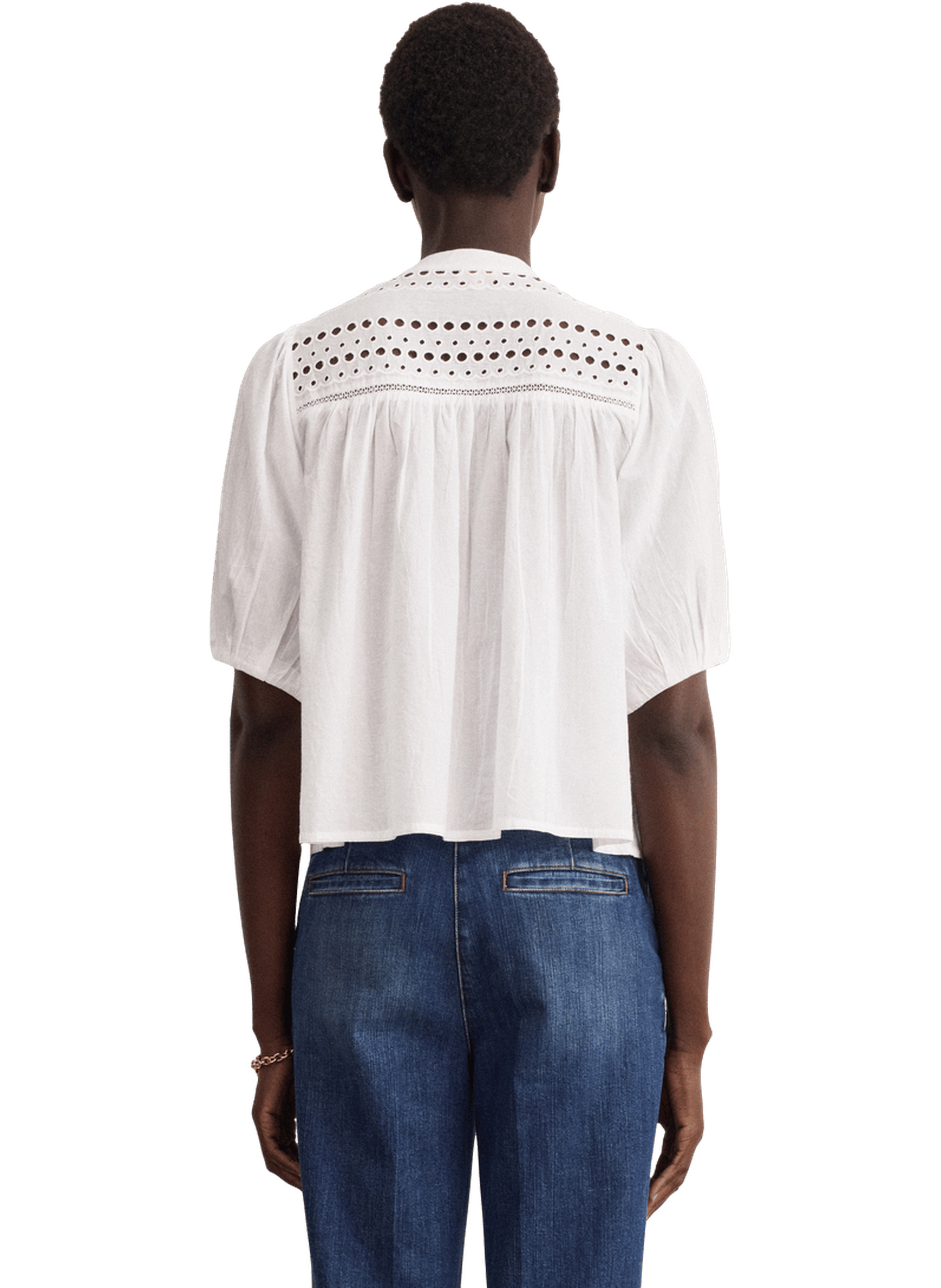 Chemise à motifs ajourés en coton mélangé - christy PABLO Blanc