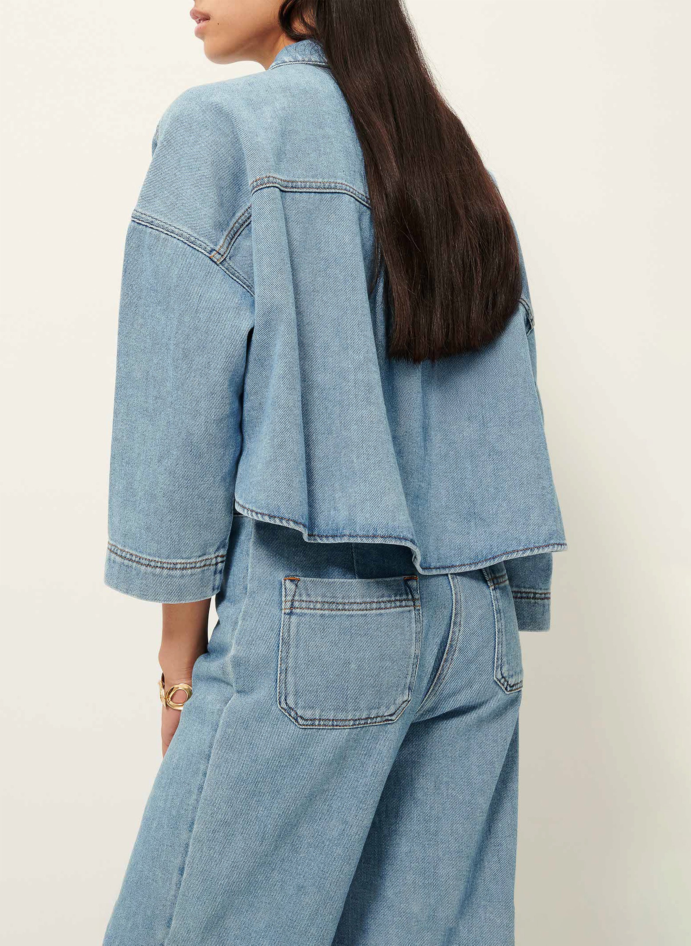 Blouse oversize col classique en coton senetosa SESSUN Bleu