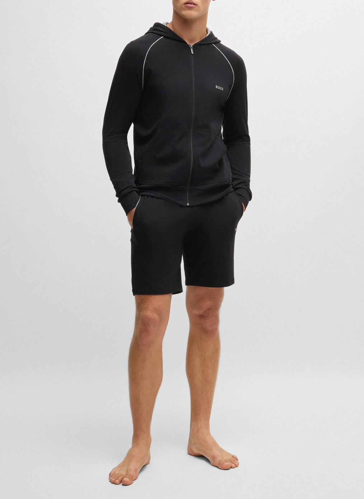 Short de pyjama en coton mélangé BOSS Noir