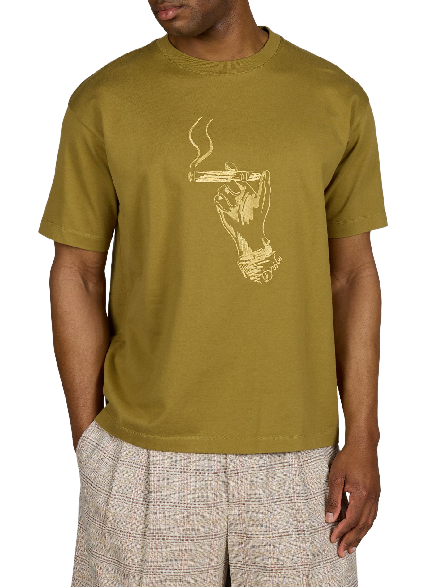 T-shirt Cuba imprimé en coton DROLE DE MONSIEUR Kaki