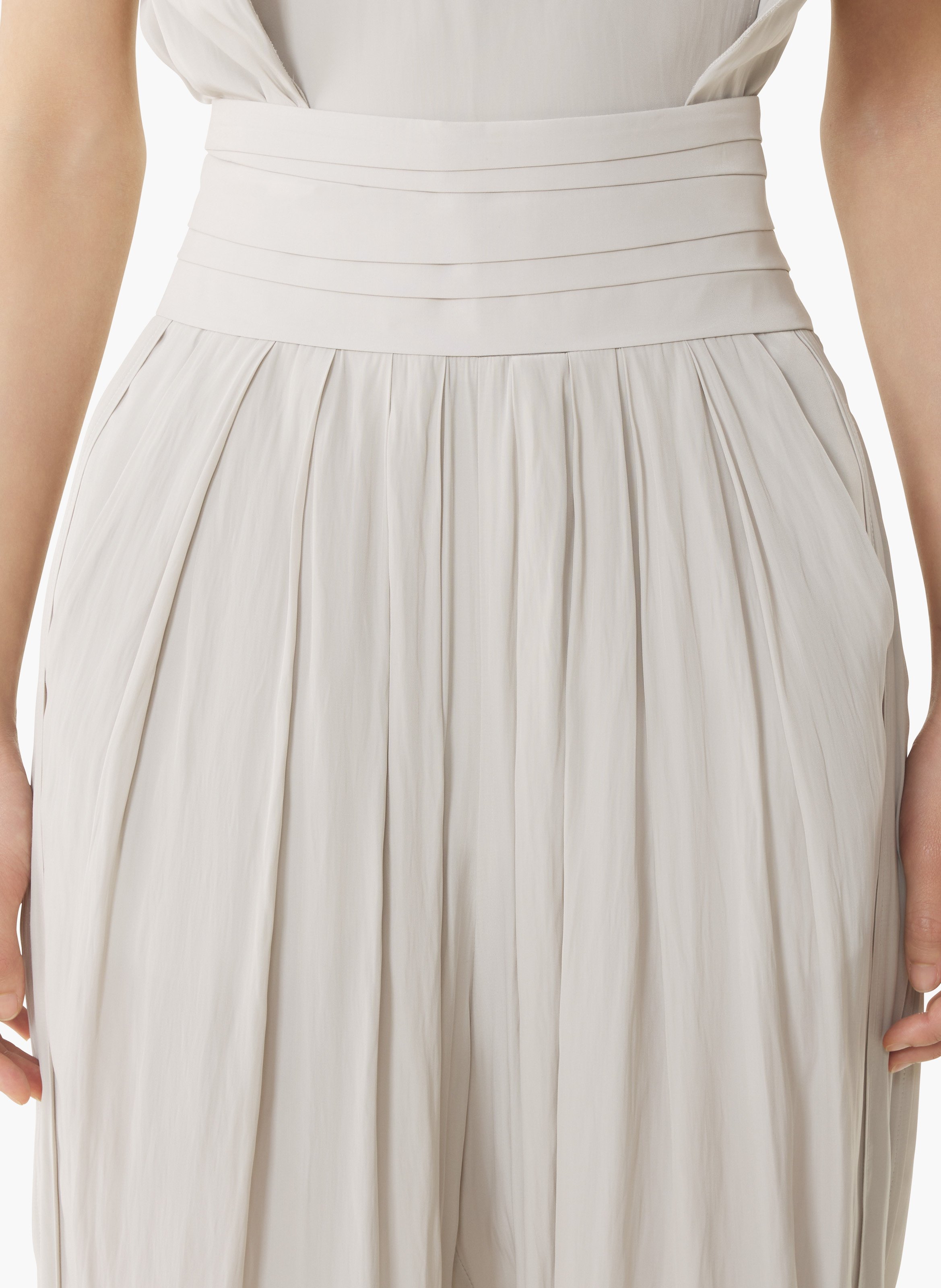 Pantalon drapé en charmeuse LANVIN Blanc