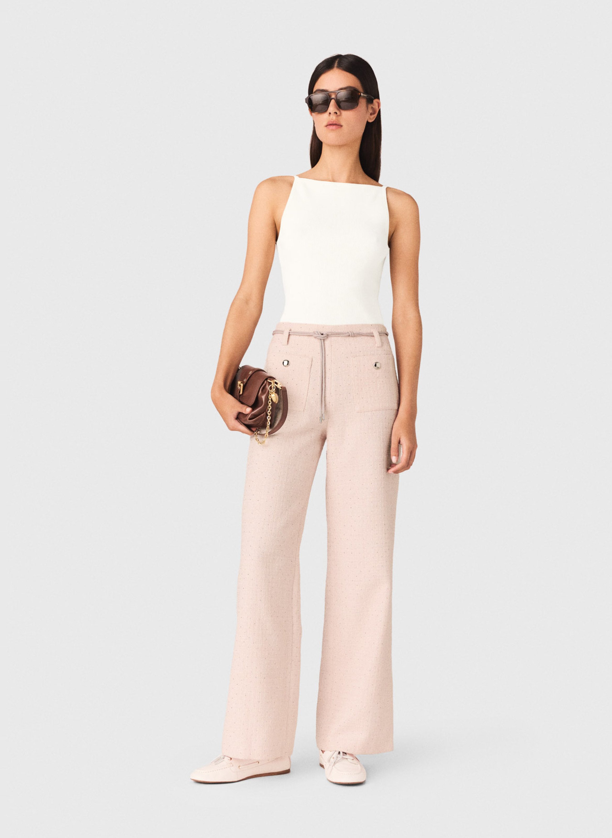 Pantalon évasé à sequins MAJE Rose