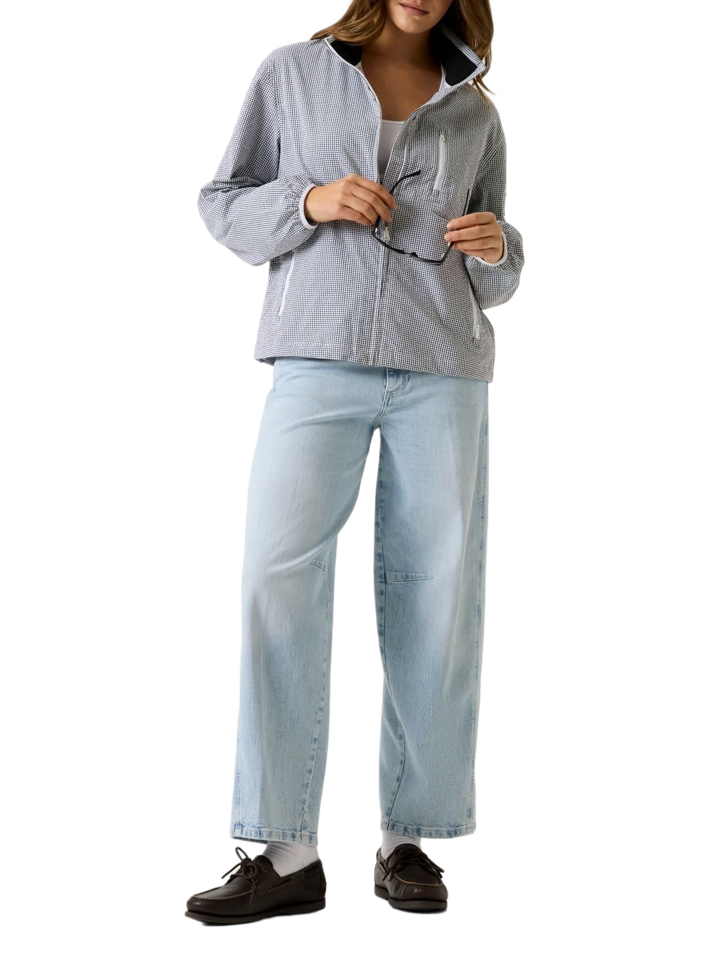 Checked cotton blend windbreaker coat GUESS Multicolour