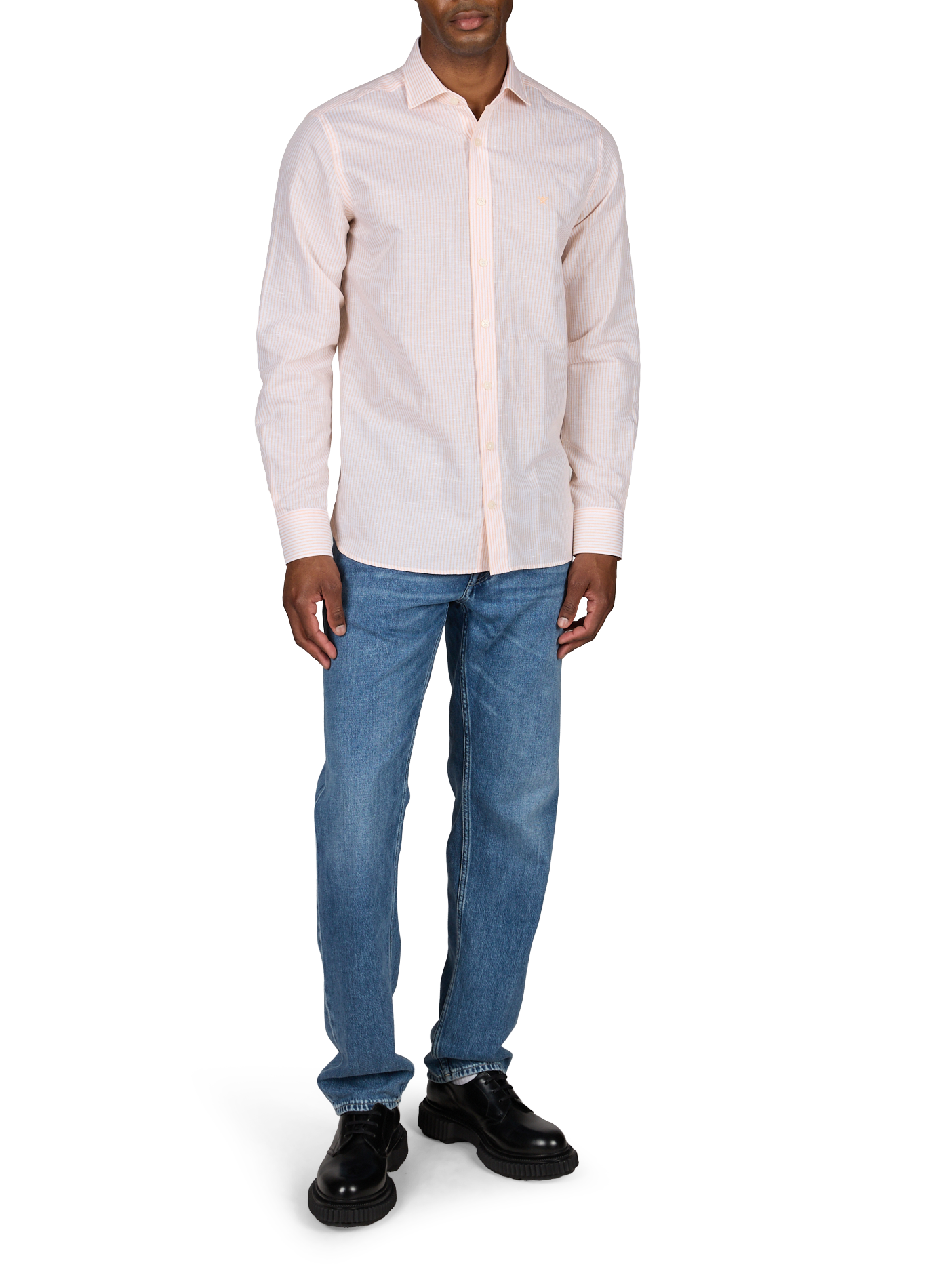 Striped linen shirt HACKETT Orange