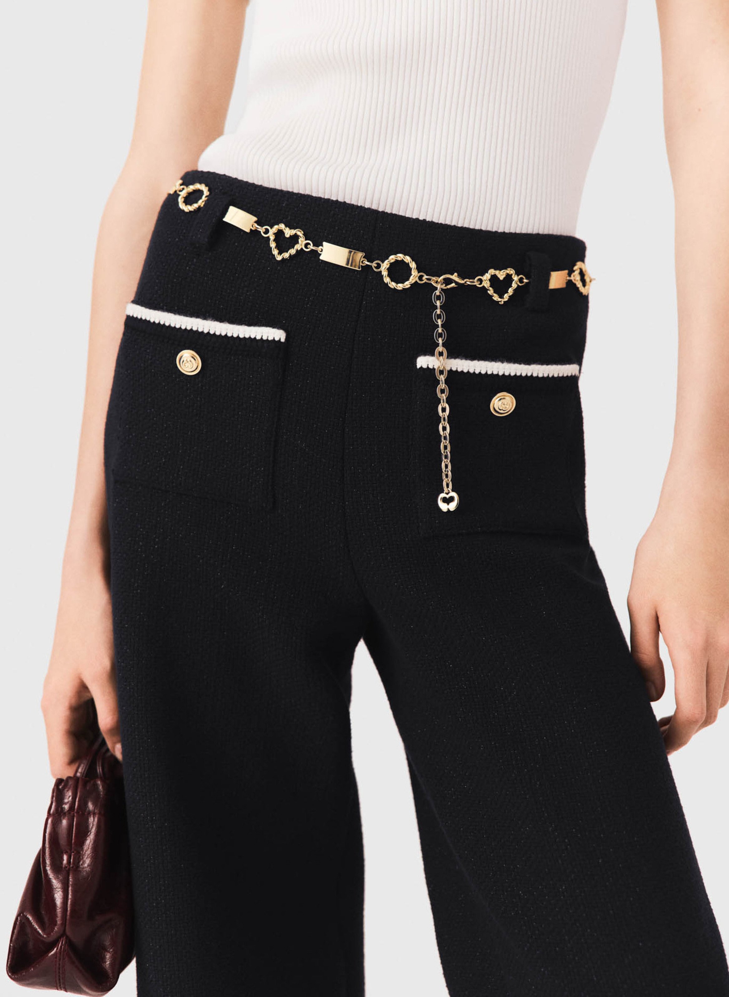Pantalon taille haute large MAJE Noir