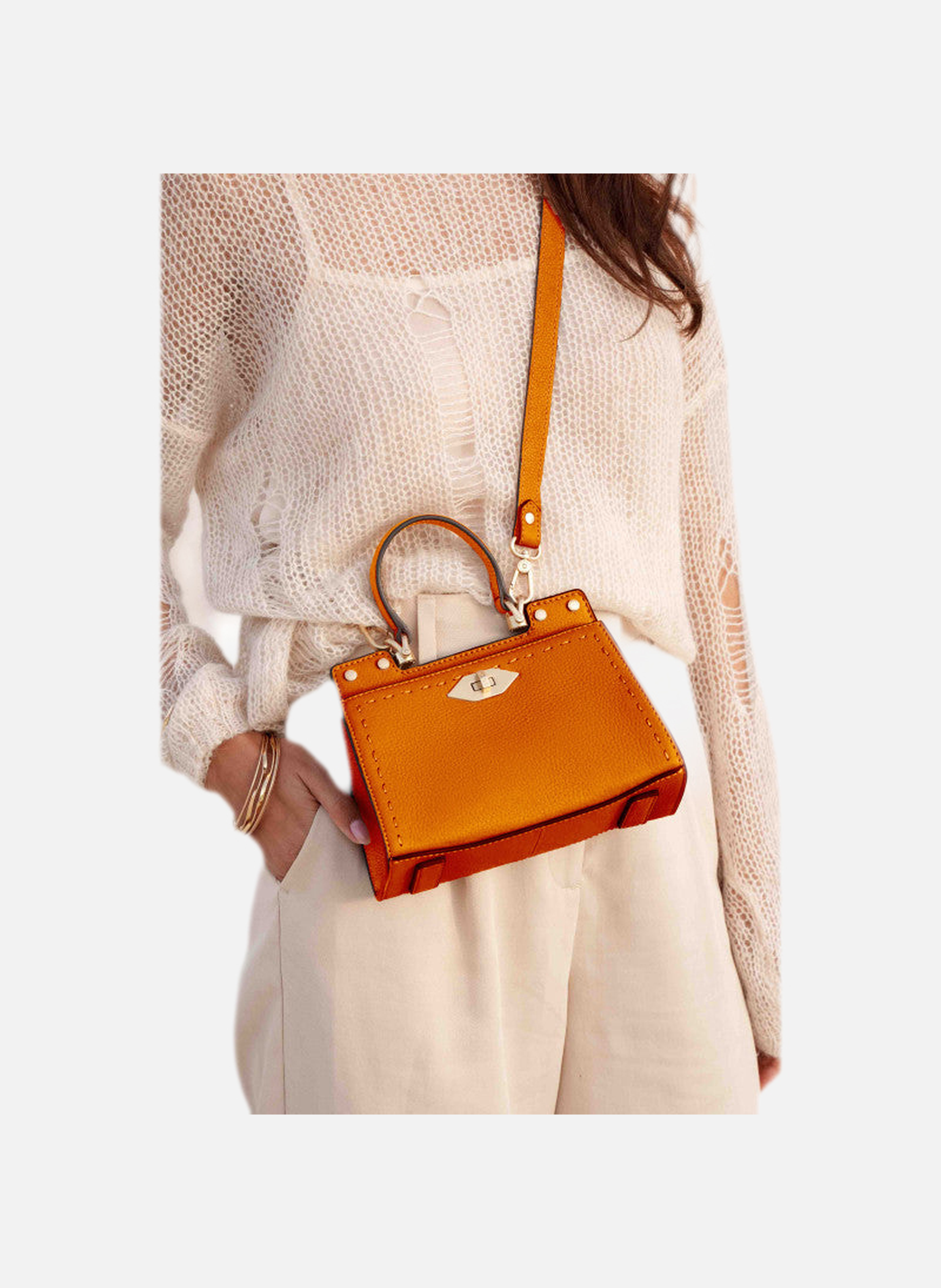 Trianon | sac à main micro en cuir de vachette POURCHET Orange